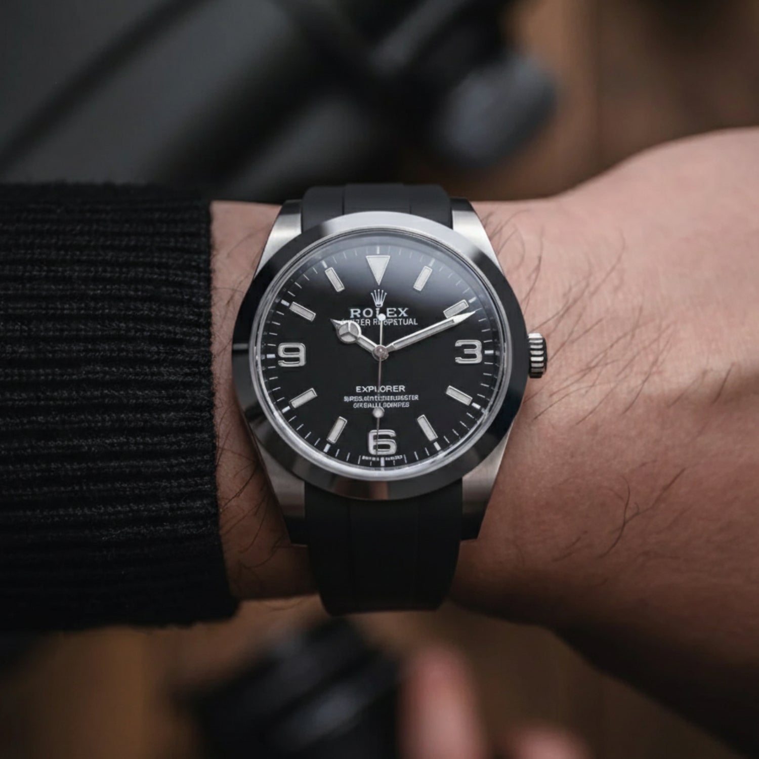 Deployant Strap - For Rolex Explorer I - Black - Helvetus