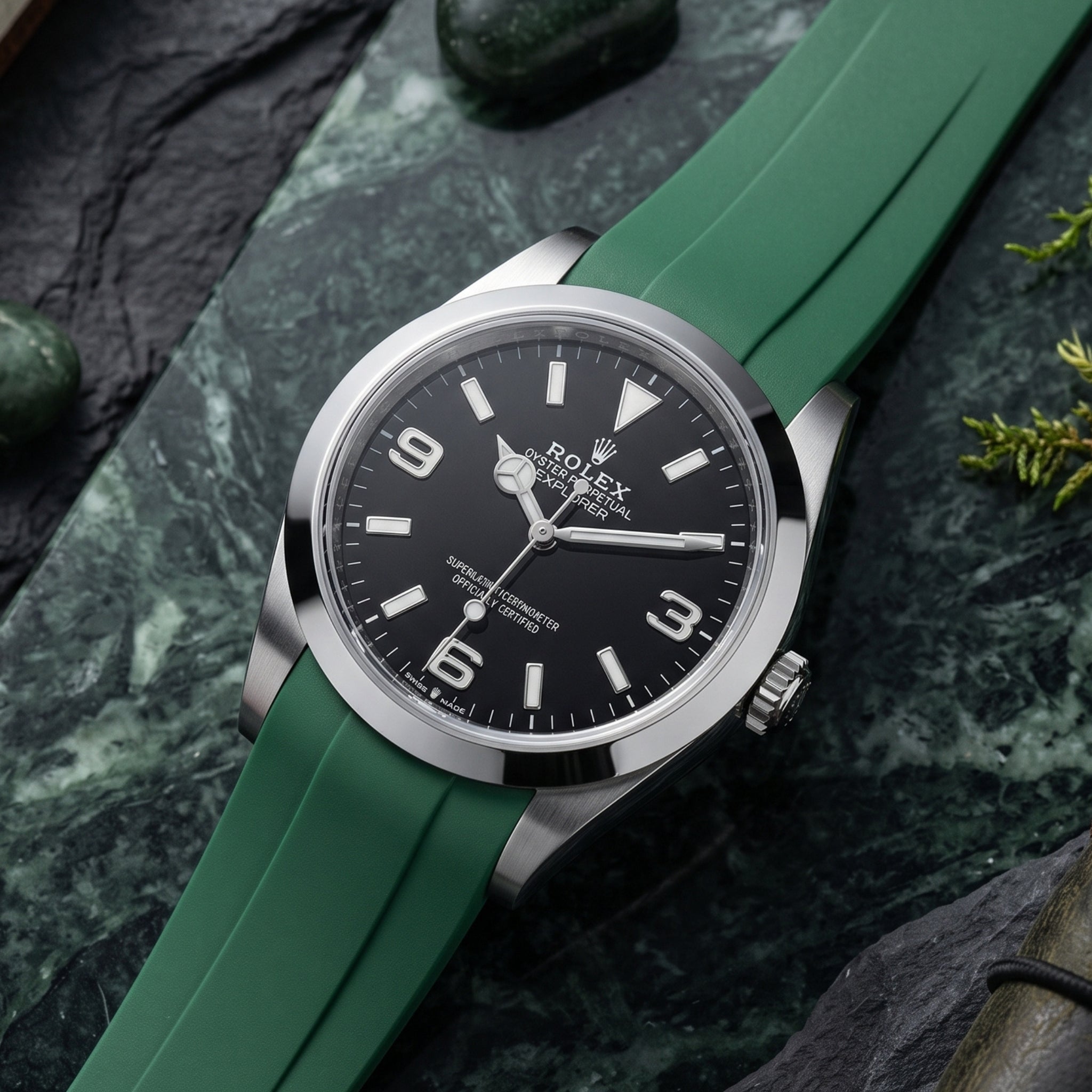 Deployant Strap - For Rolex Explorer I - Green - Helvetus