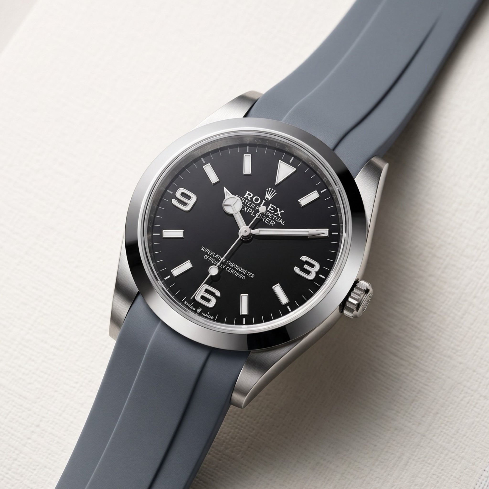 Deployant Strap - For Rolex Explorer I - Grey - Helvetus