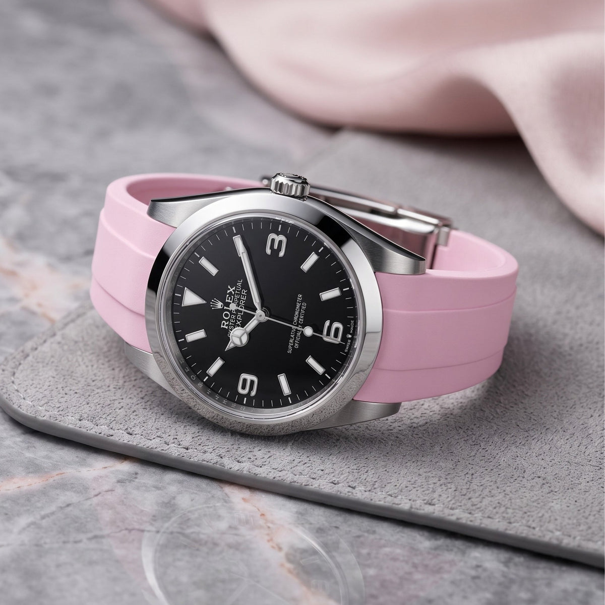 Deployant Strap - For Rolex Explorer I - Pink - Helvetus