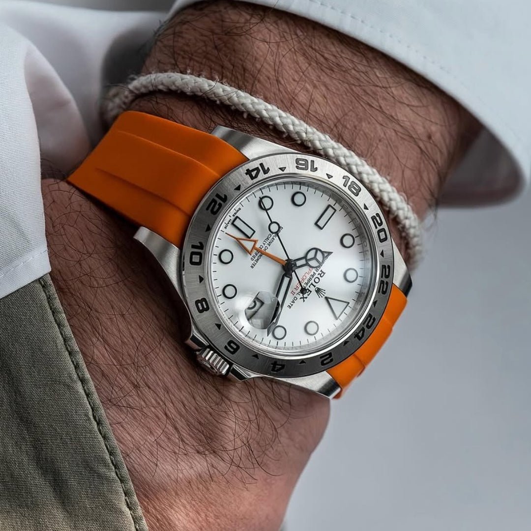 Deployant Strap - For Rolex Explorer II - Orange - Helvetus