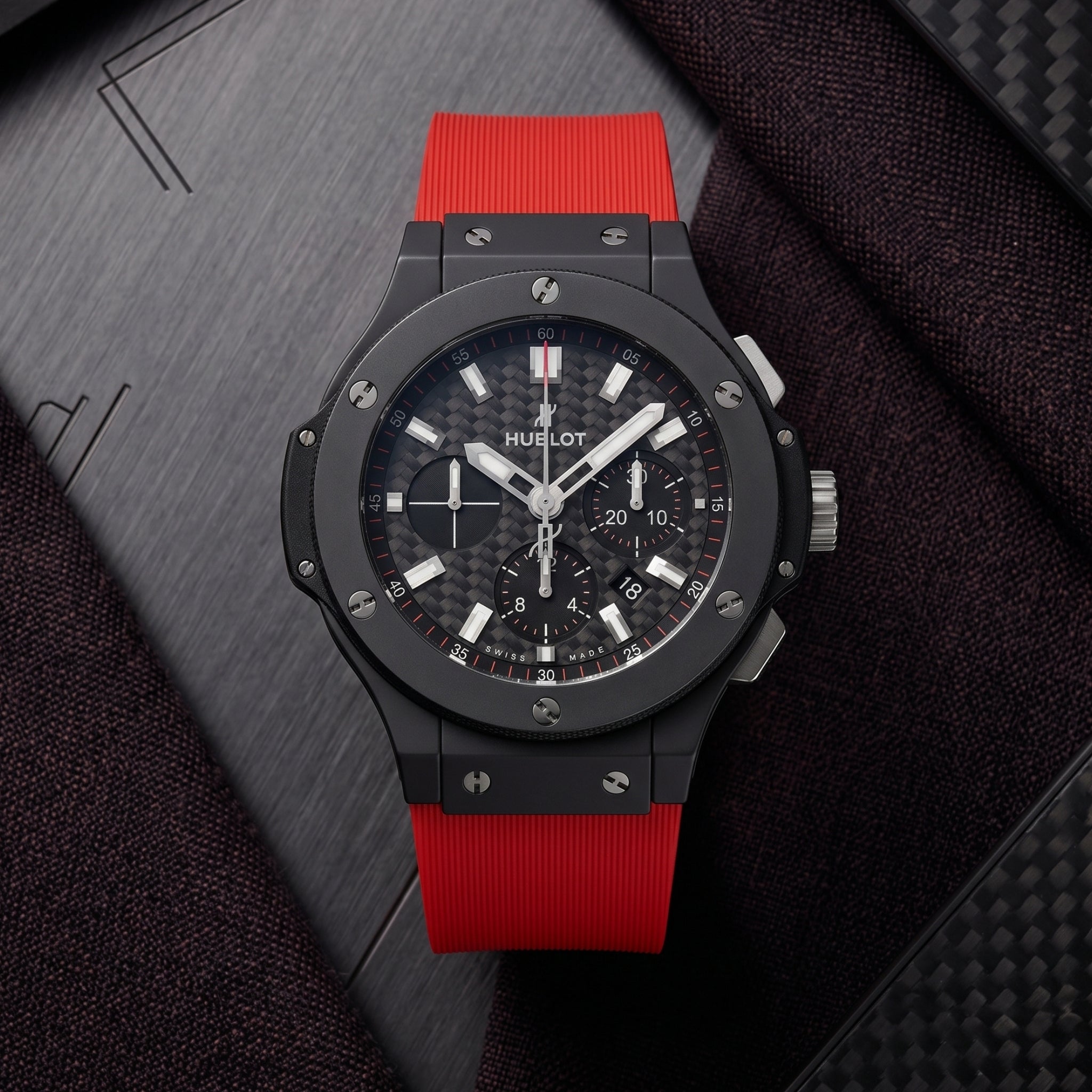 Rubber Strap - For Hublot Big Bang 44mm - Red