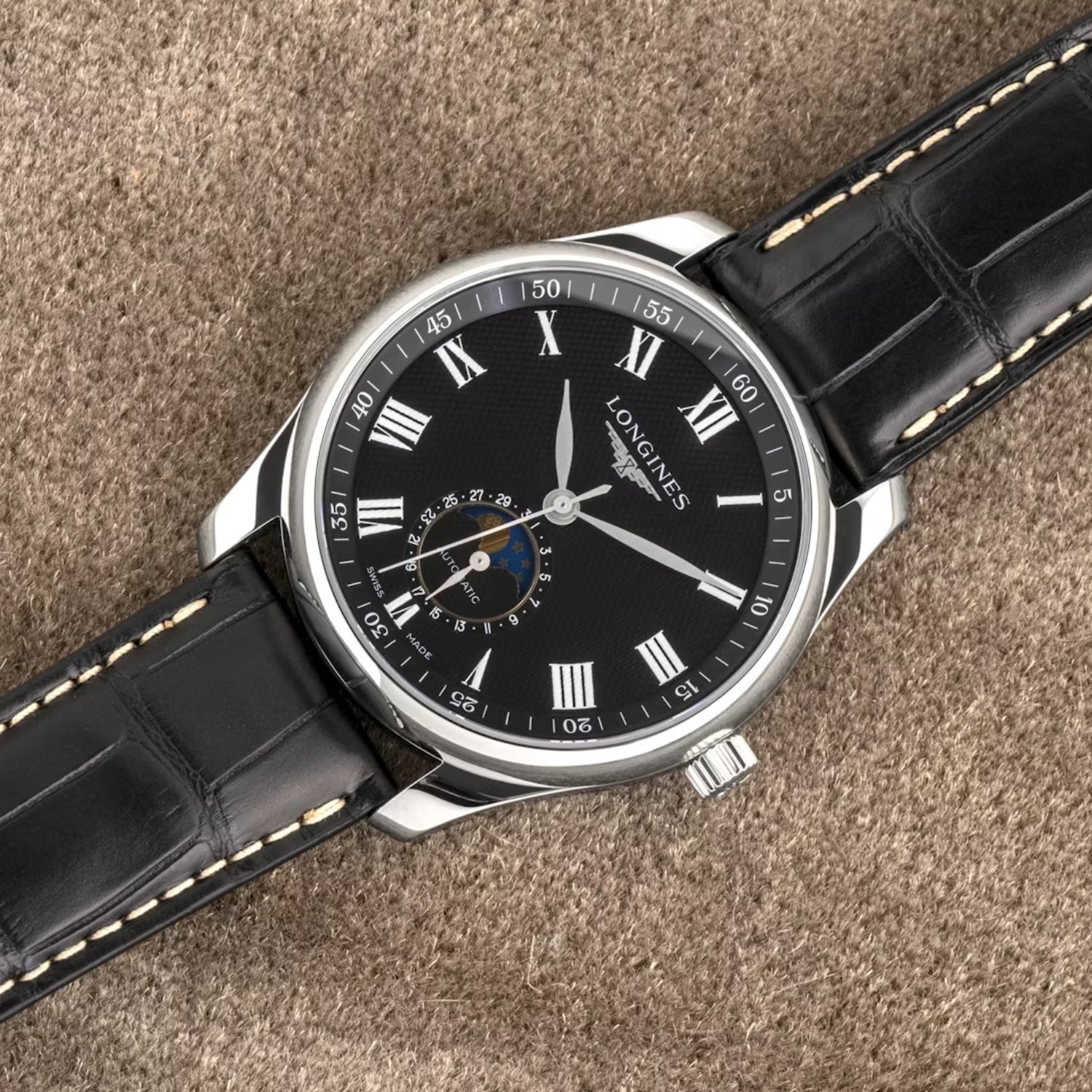 Leather Strap - For Longines Master Collection - Black - Helvetus