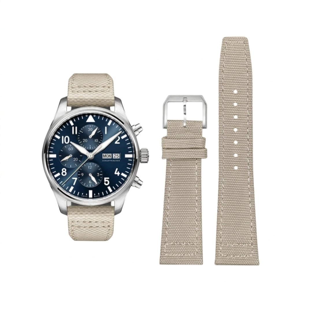 Nylon Strap - For IWC Pilot - Beige/White - Helvetus