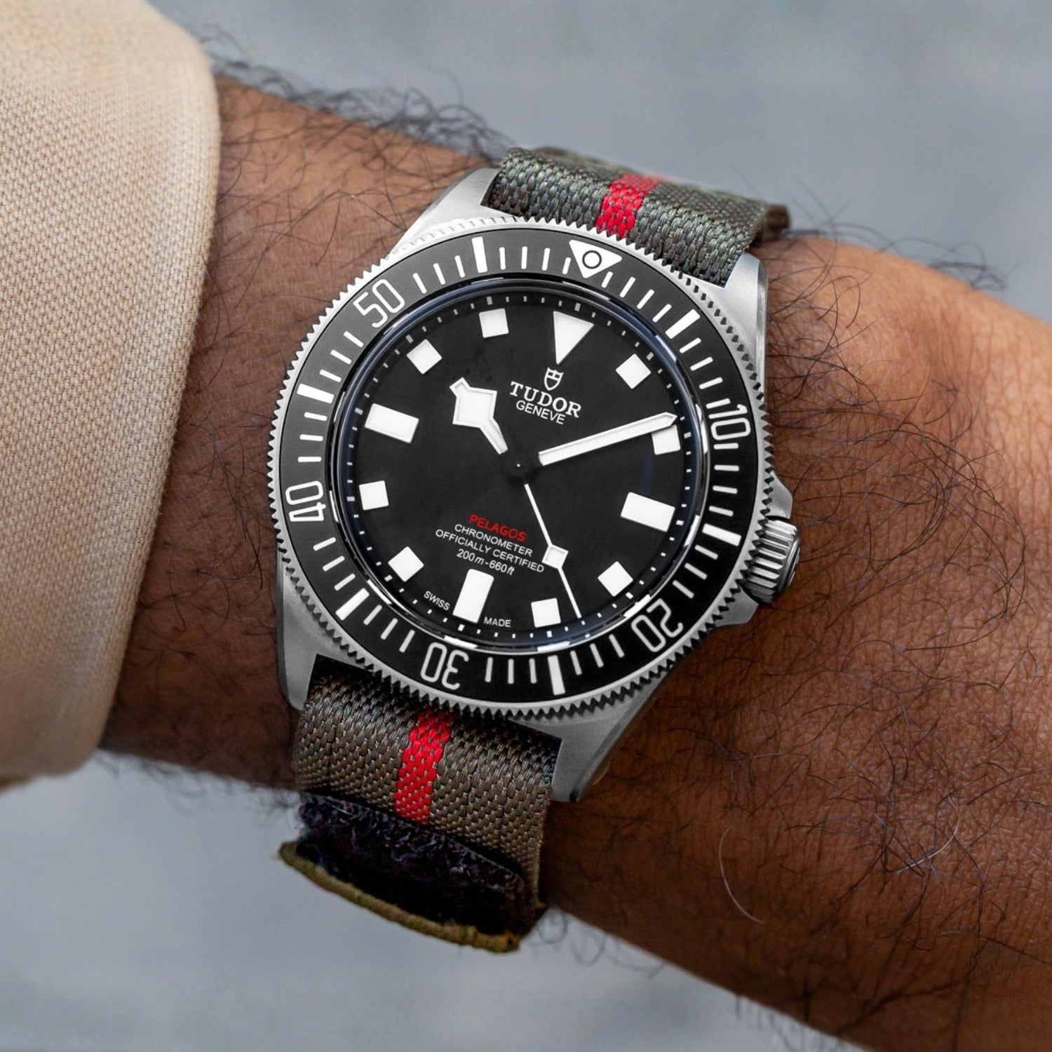 Nylon Strap - For Tudor Pelagos FXD - Green/Red - Helvetus