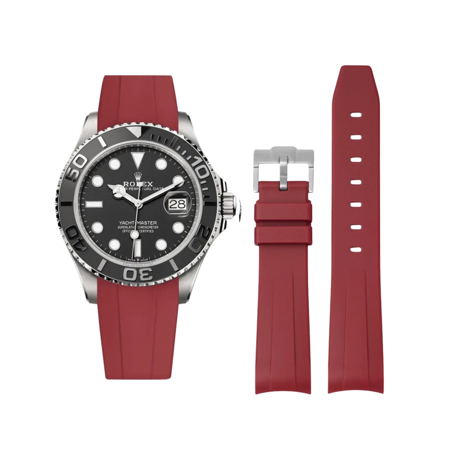 Rubber Strap - For Rolex Yacht-Master 40mm/42mm - Bordeaux