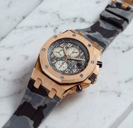 Rubber Strap - For all Audemars Piguet Offshore 42mm - Grey Camo - Helvetus