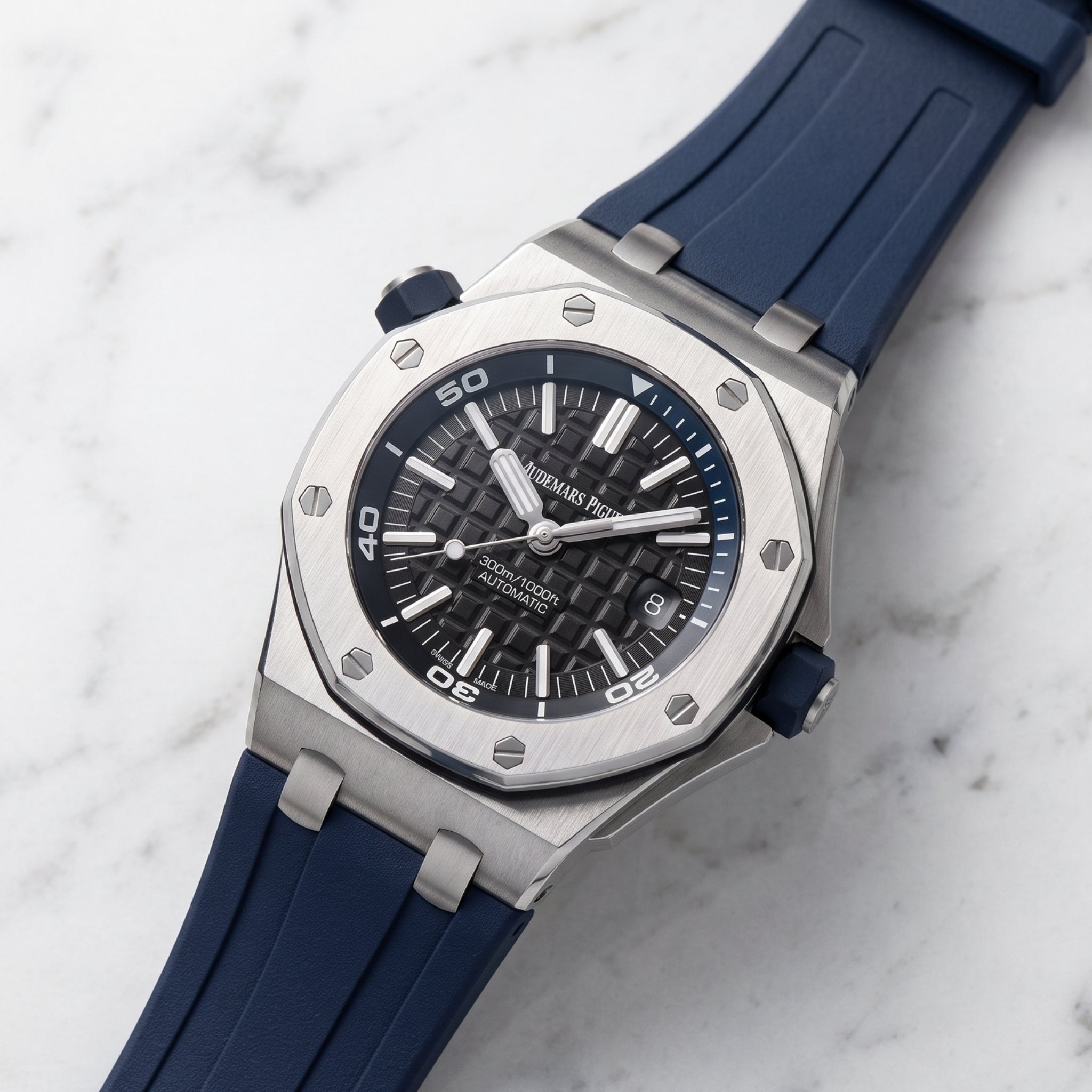 Rubber Strap - For all Audemars Piguet Offshore Diver - Navy Blue - Helvetus
