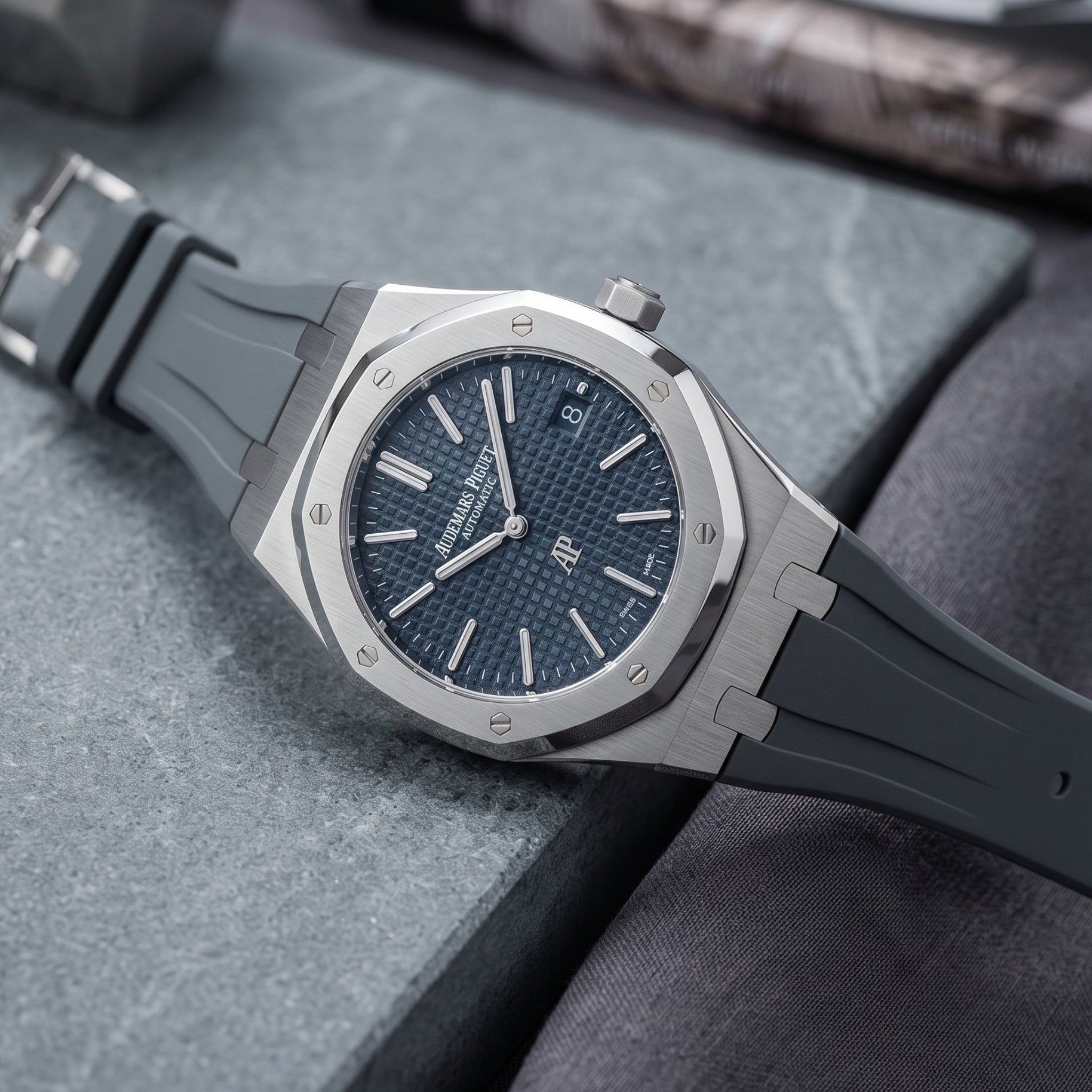 Rubber Strap - For all Audemars Piguet Royal Oak 39mm - Grey - Helvetus