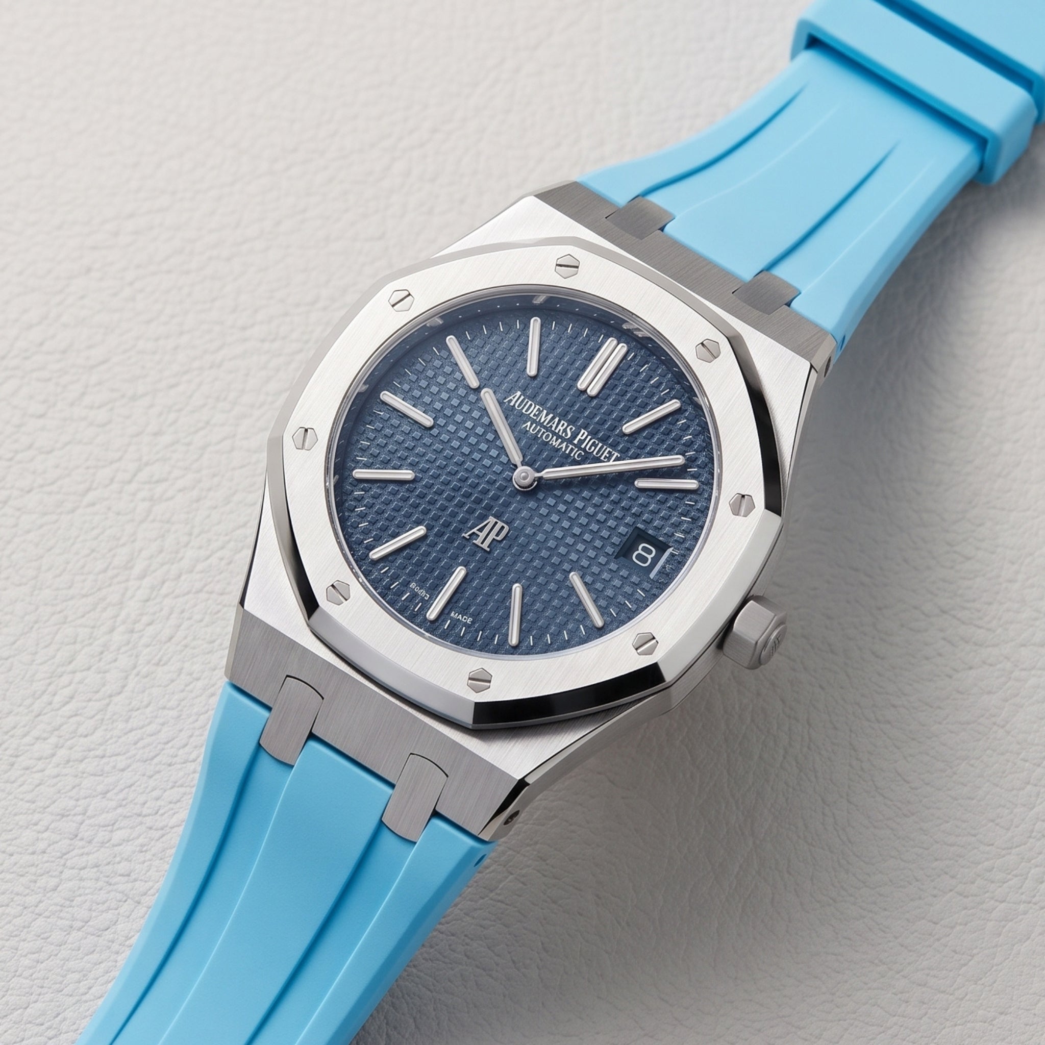 Rubber Strap - For all Audemars Piguet Royal Oak 39mm - Light Blue - Helvetus