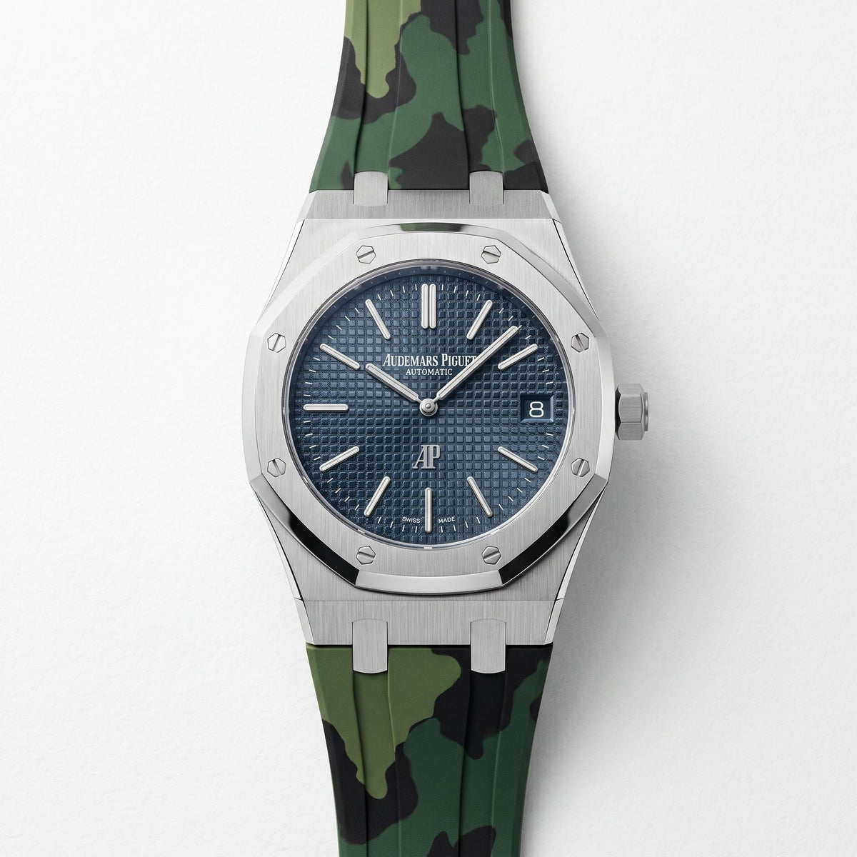 Rubber Strap - For all Audemars Piguet Royal Oak 39mm - Military Green Camo - Helvetus