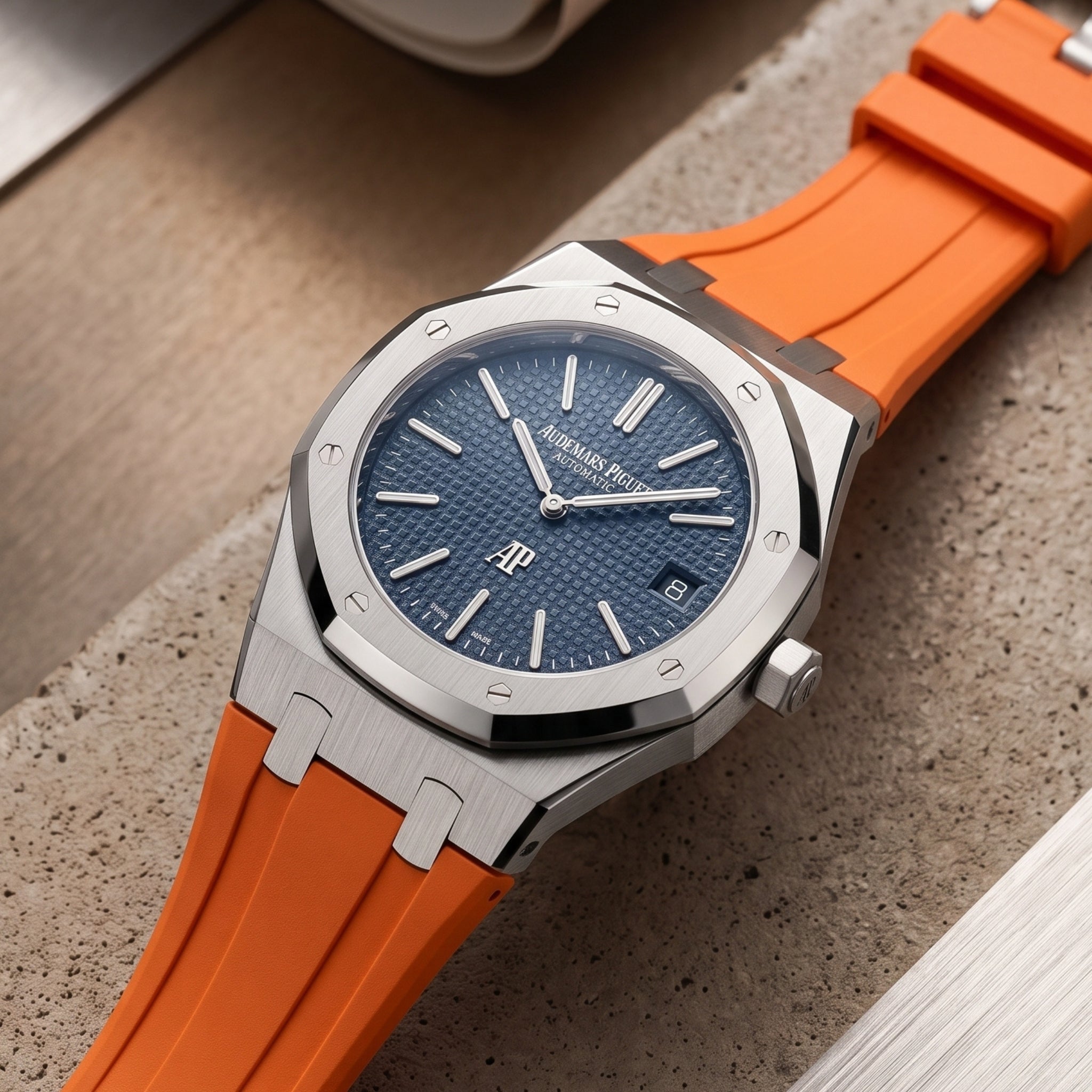 Rubber Strap - For all Audemars Piguet Royal Oak 39mm - Orange - Helvetus
