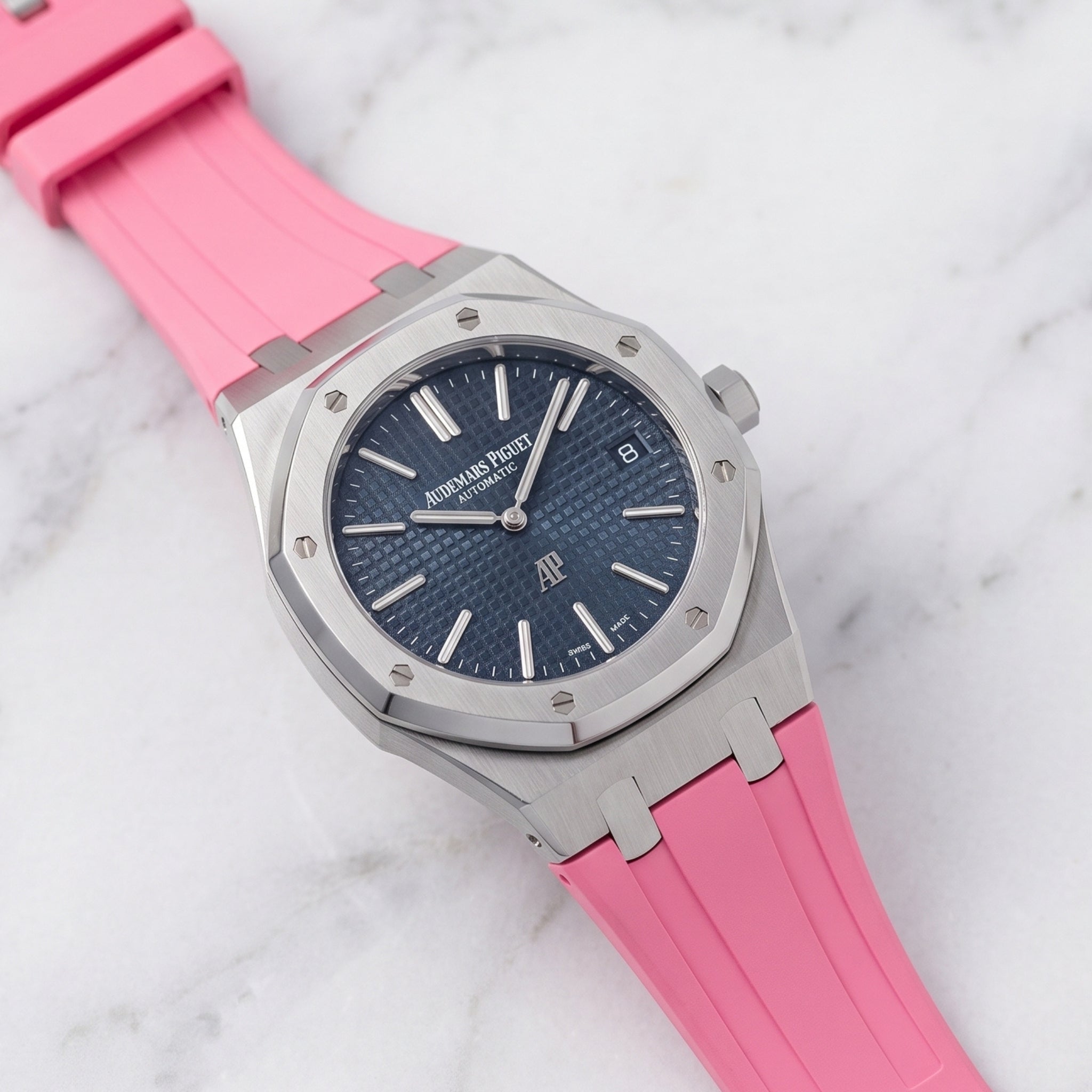 Rubber Strap - For all Audemars Piguet Royal Oak 39mm - Pink - Helvetus