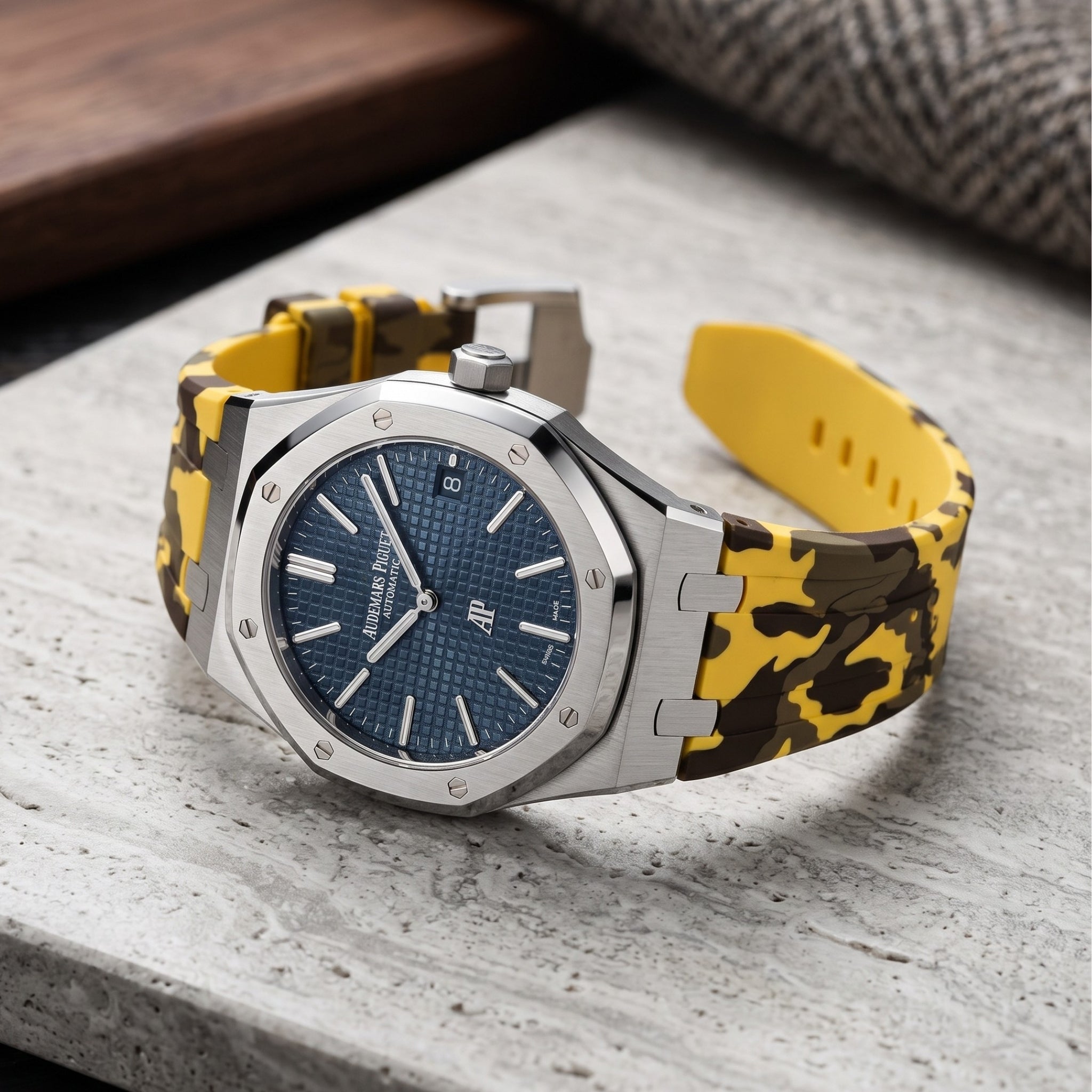 Rubber Strap - For all Audemars Piguet Royal Oak 39mm - Yellow Camo - Helvetus