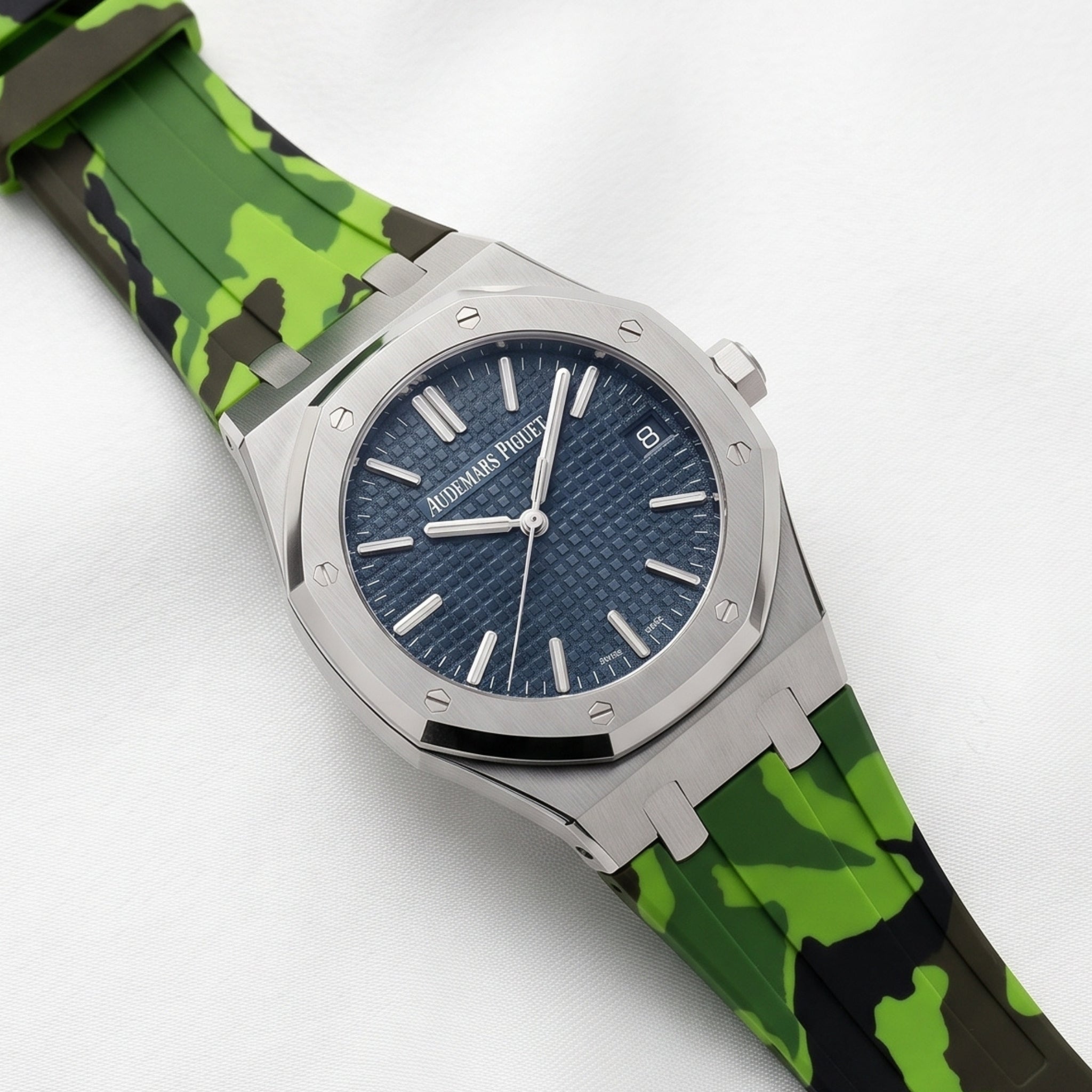 Rubber Strap - For all Audemars Piguet Royal Oak 41mm - Light Green Camo - Helvetus