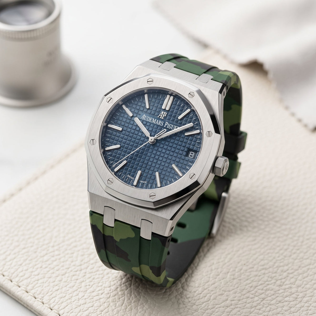 Rubber Strap - For all Audemars Piguet Royal Oak 41mm - Military Green Camo - Helvetus