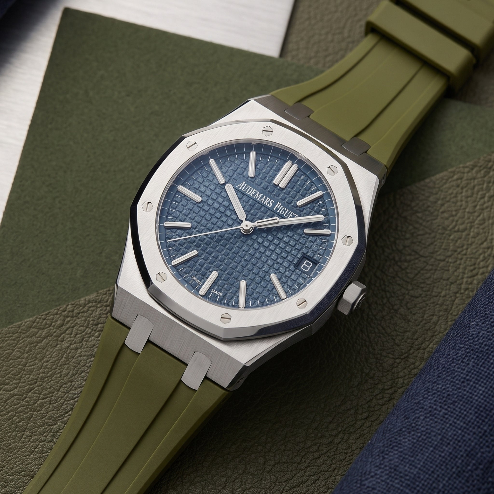 Rubber Strap - For all Audemars Piguet Royal Oak 41mm - Olive Green - Helvetus