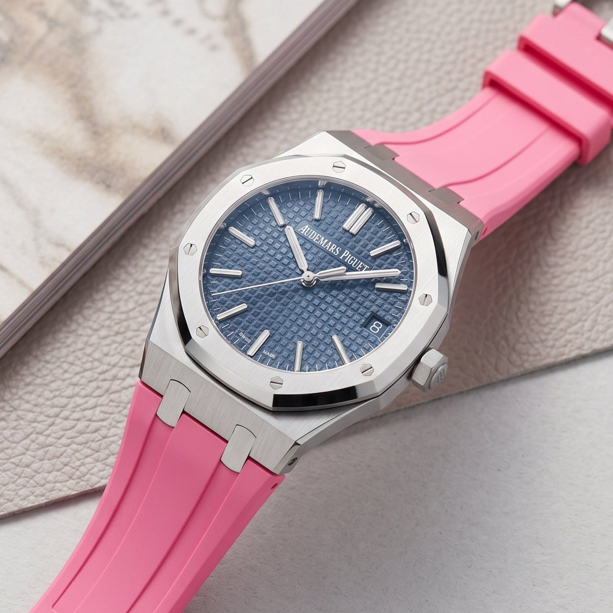 Rubber Strap - For all Audemars Piguet Royal Oak 41mm - Pink - Helvetus