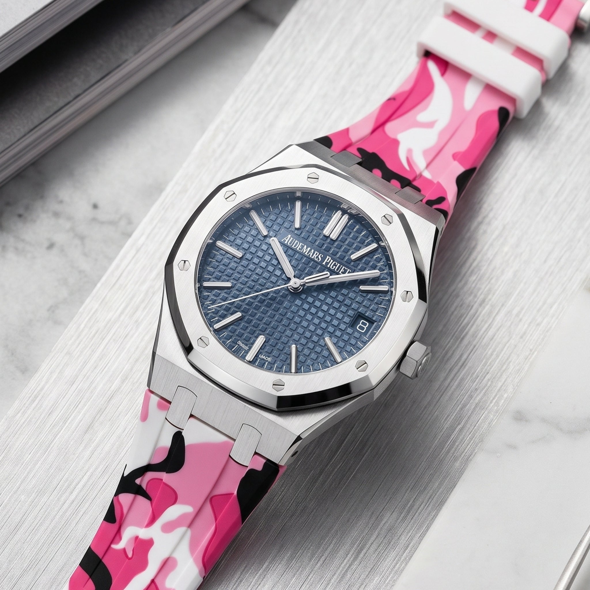 Rubber Strap - For all Audemars Piguet Royal Oak 41mm - Pink Camo - Helvetus