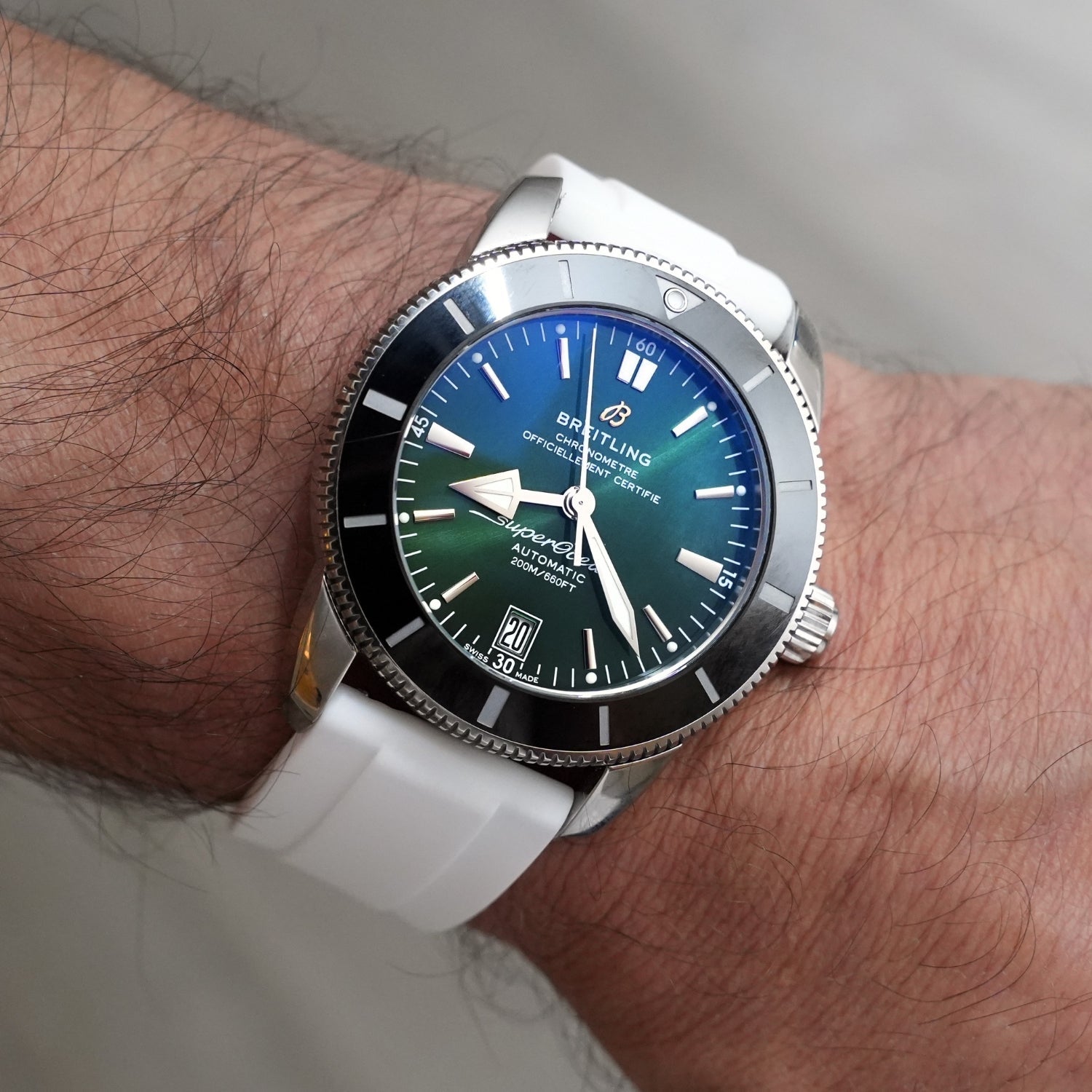 Rubber Strap - For all Breitling Superocean Models - White - Helvetus