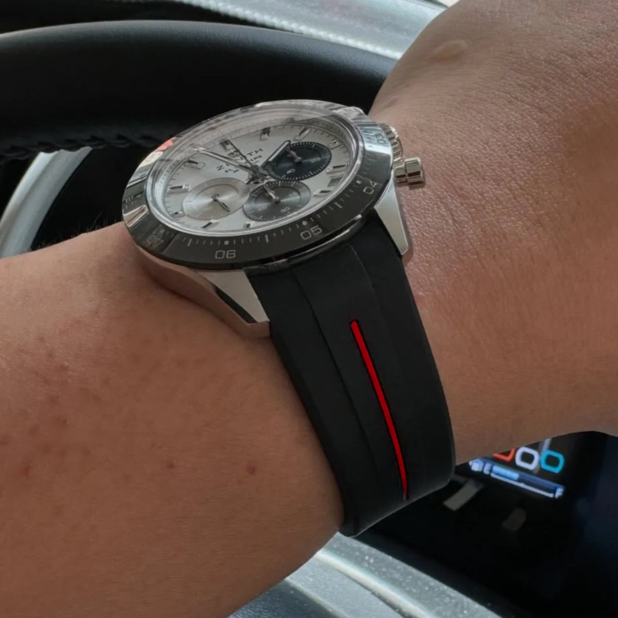 Rubber Strap - For all Zenith Chronomaster Models - Black w/Red Line | LuxLine® - Helvetus