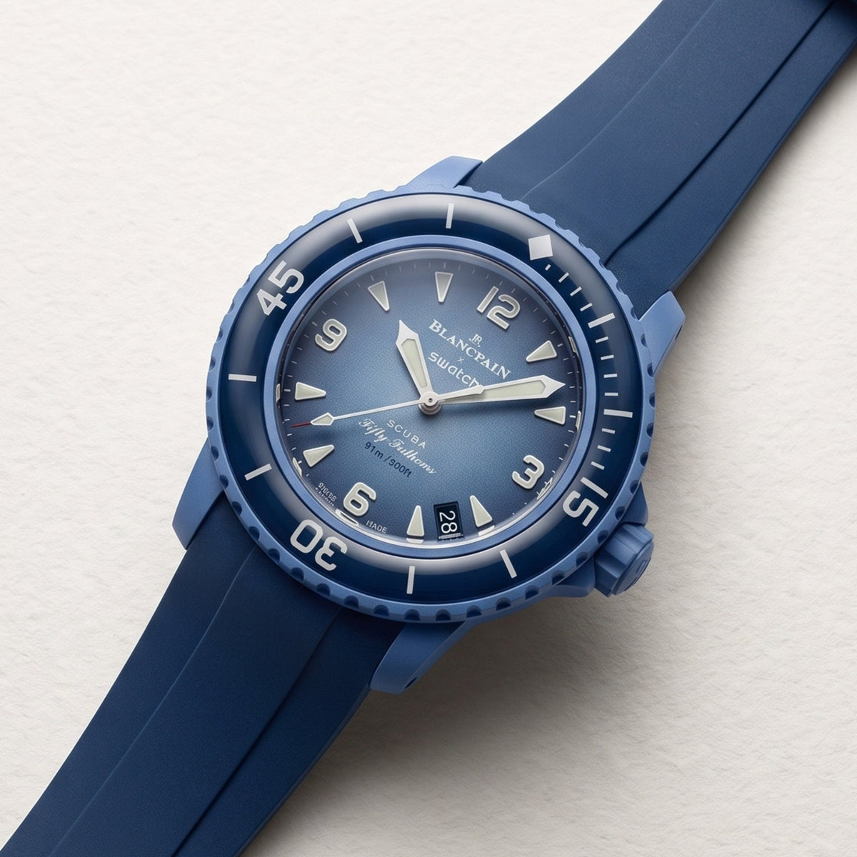 Rubber Strap - For Blancpain X Swatch - Atlantic Ocean - Helvetus