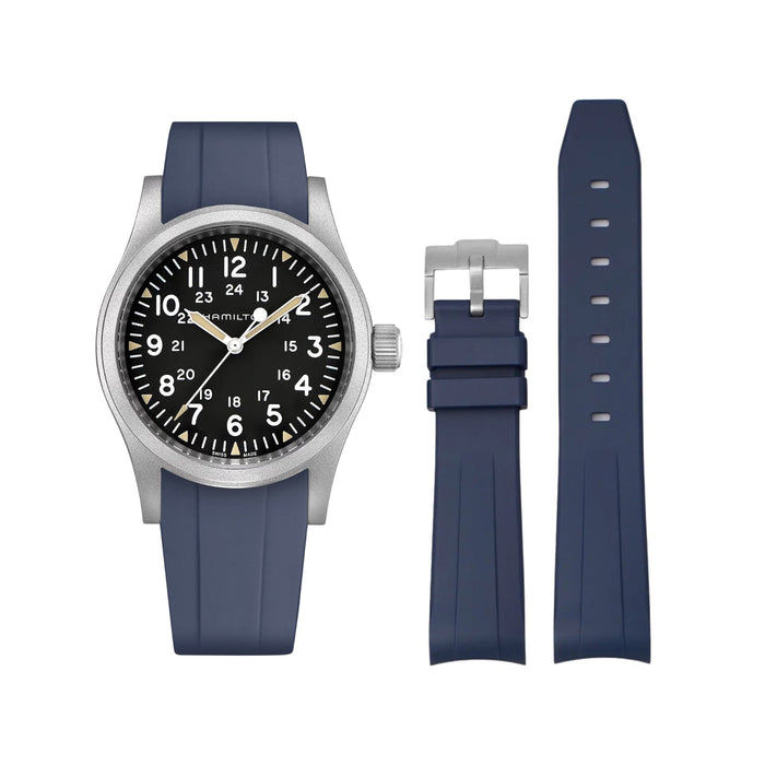 Rubber Strap – For Hamilton Khaki Field (38mm/40mm/42mm) - Navy Blue - Helvetus