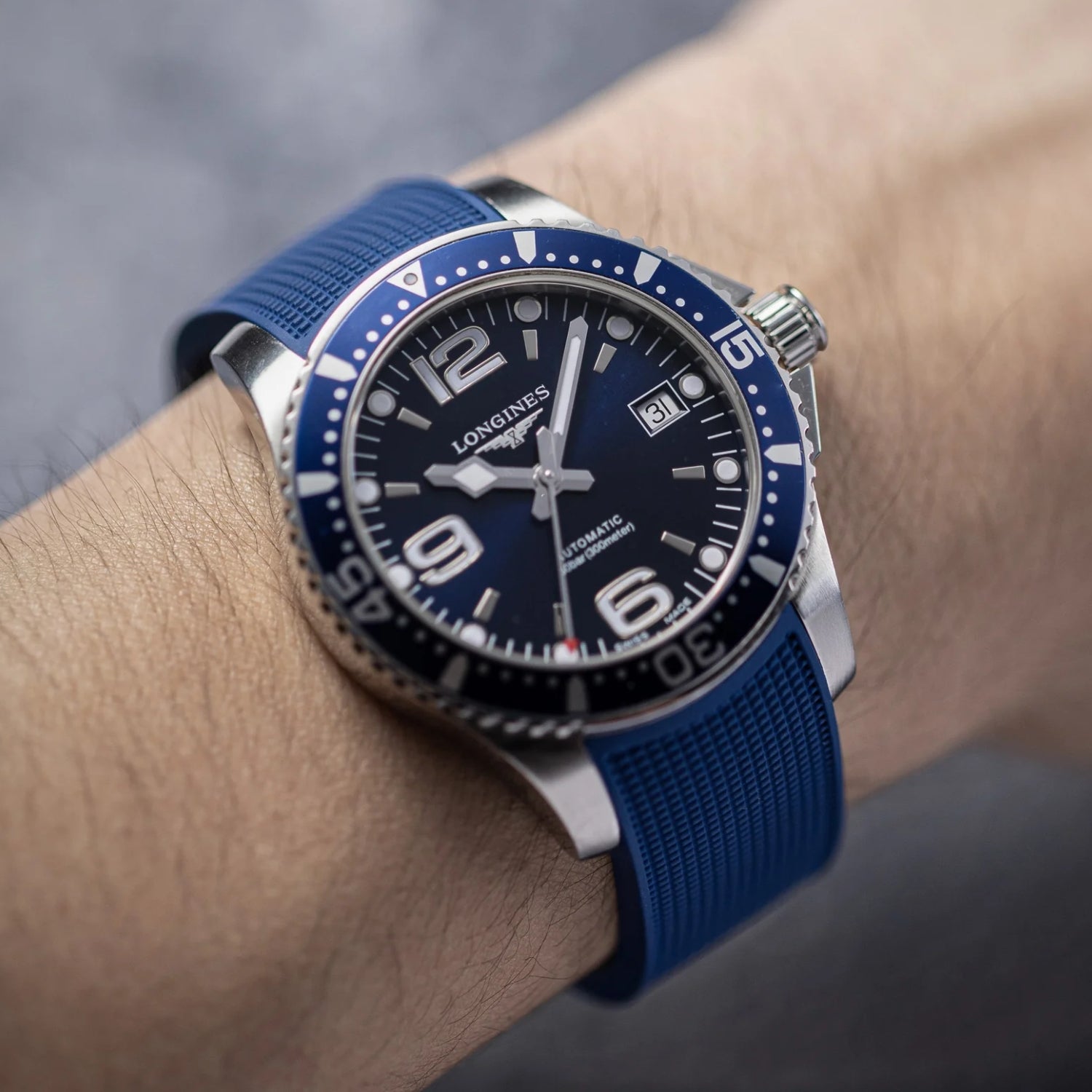 Rubber Strap - For Longines HydroConquest - Blue - Helvetus