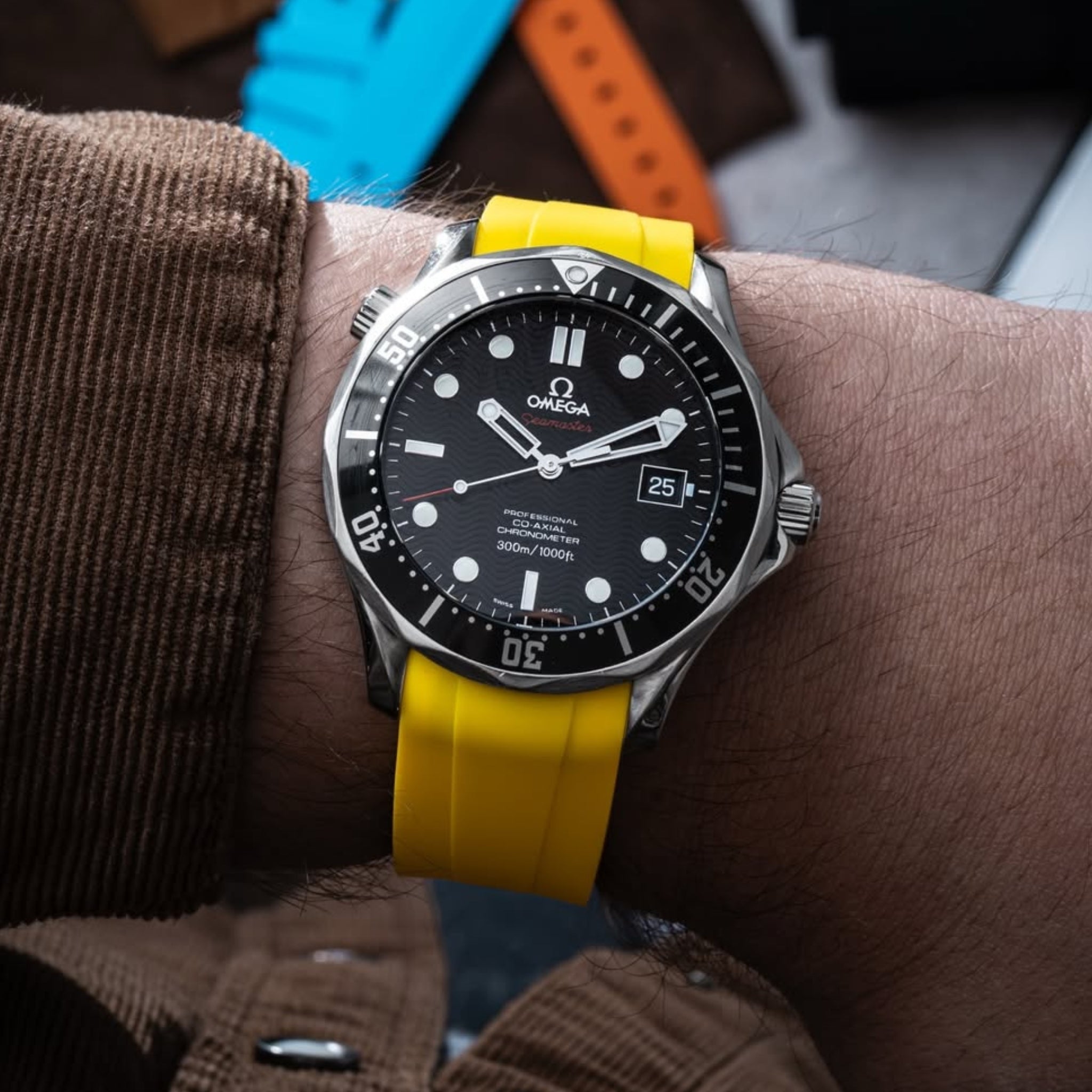 Rubber Strap - For Omega Seamaster 300 - Yellow - Helvetus