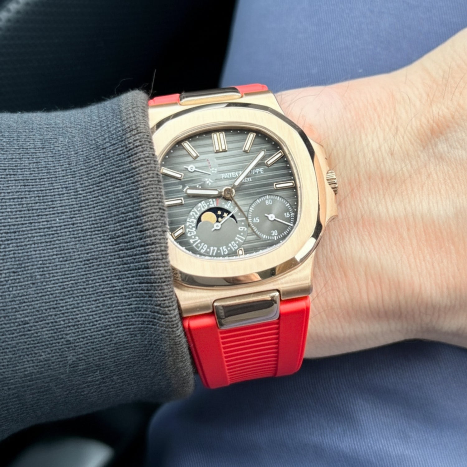 Rubber Strap - For Patek Philippe Nautilus - Red - Helvetus