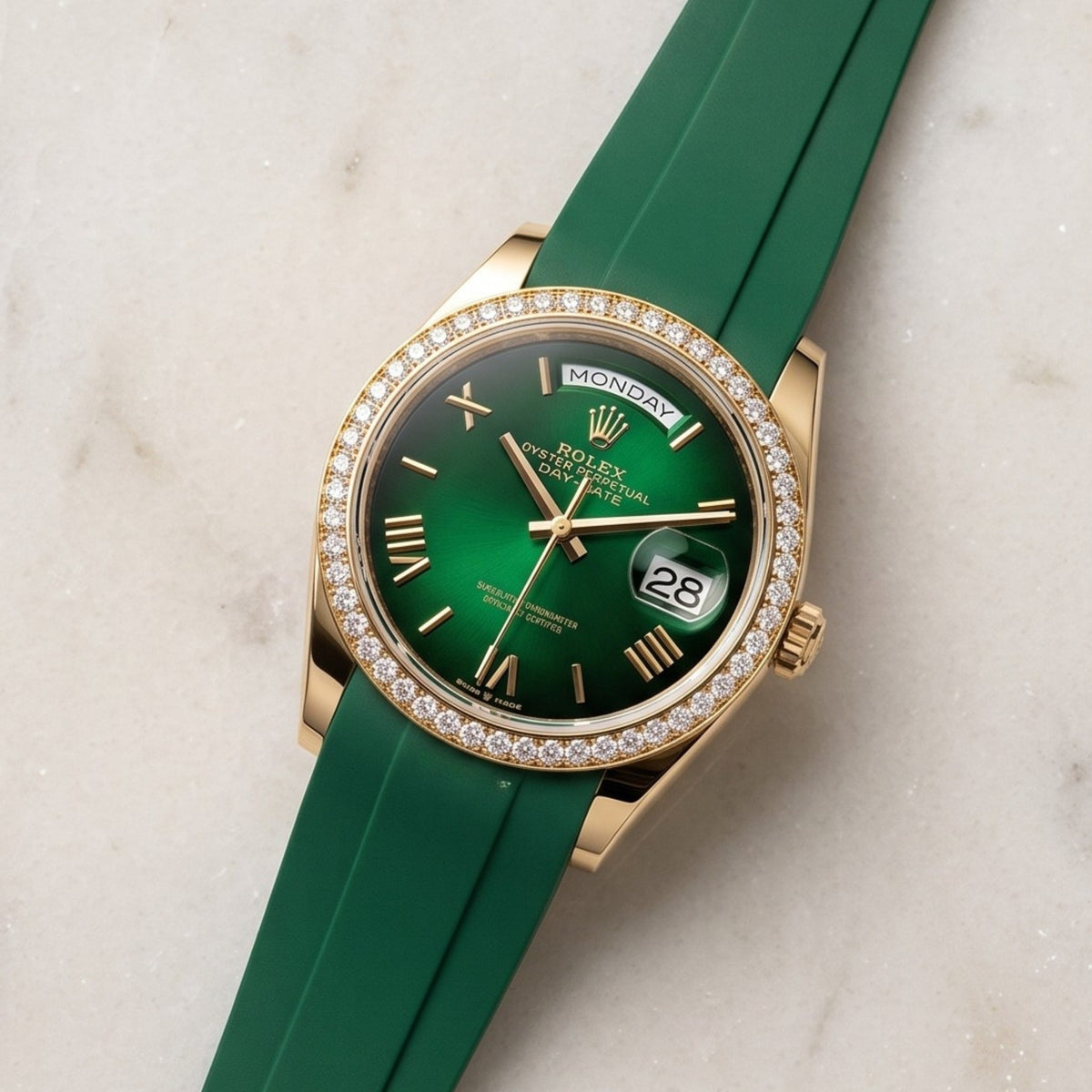 Rubber Strap - For Rolex Day-Date 36mm - Green - Helvetus