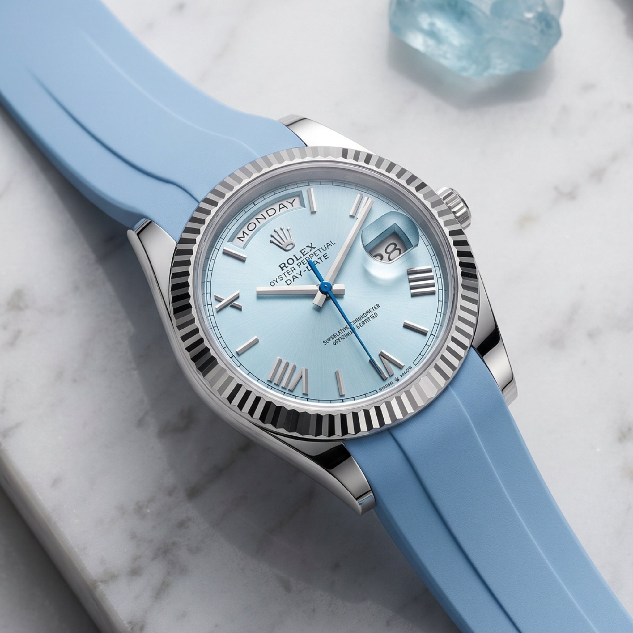 Rubber Strap - For Rolex Day-Date 40 - Baby Blue - Helvetus