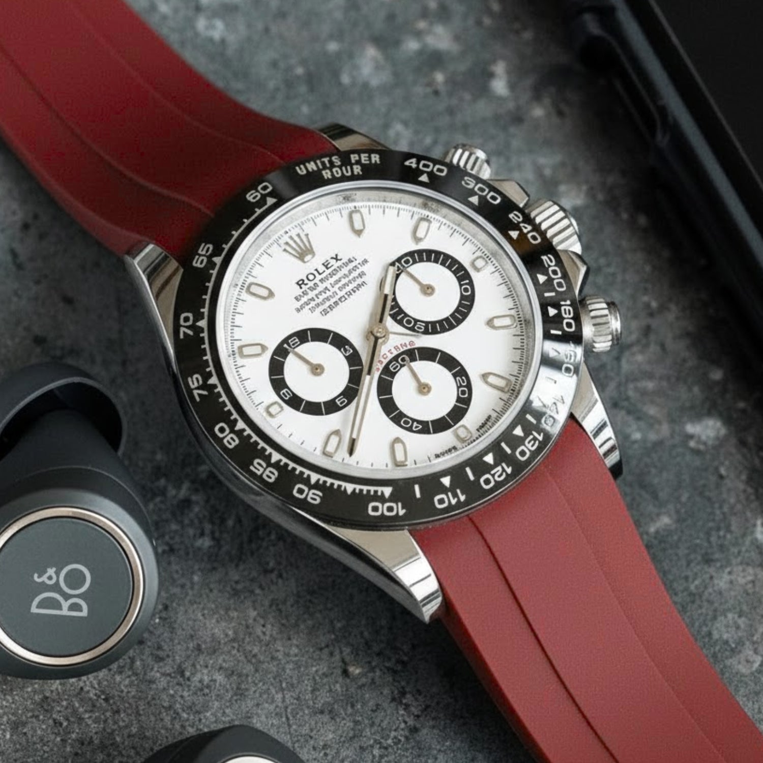 Rubber Strap - For Rolex Daytona - Bordeaux - Helvetus