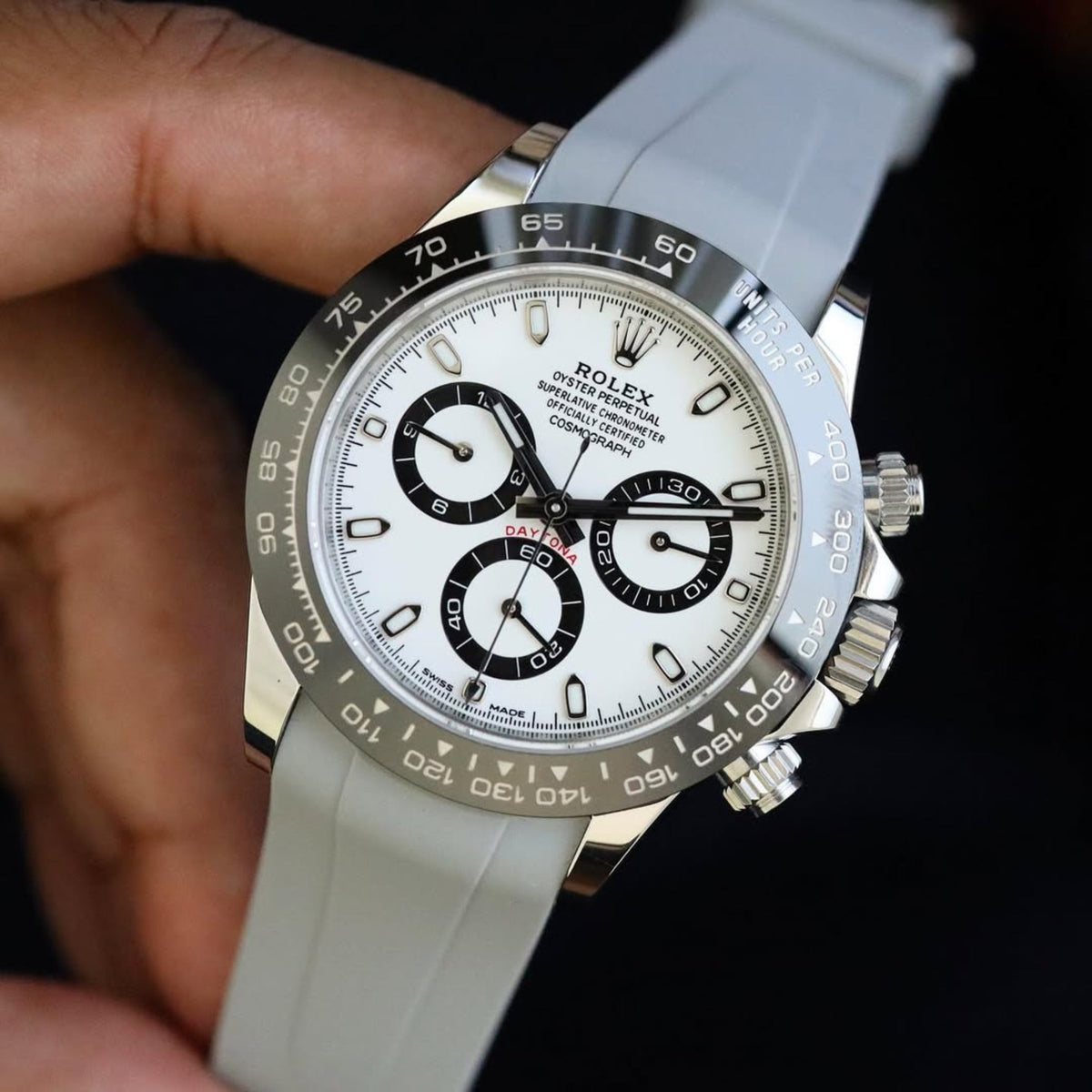 Grey Rubber Strap for Rolex Daytona – Sleek and Subtle | Helvetus®