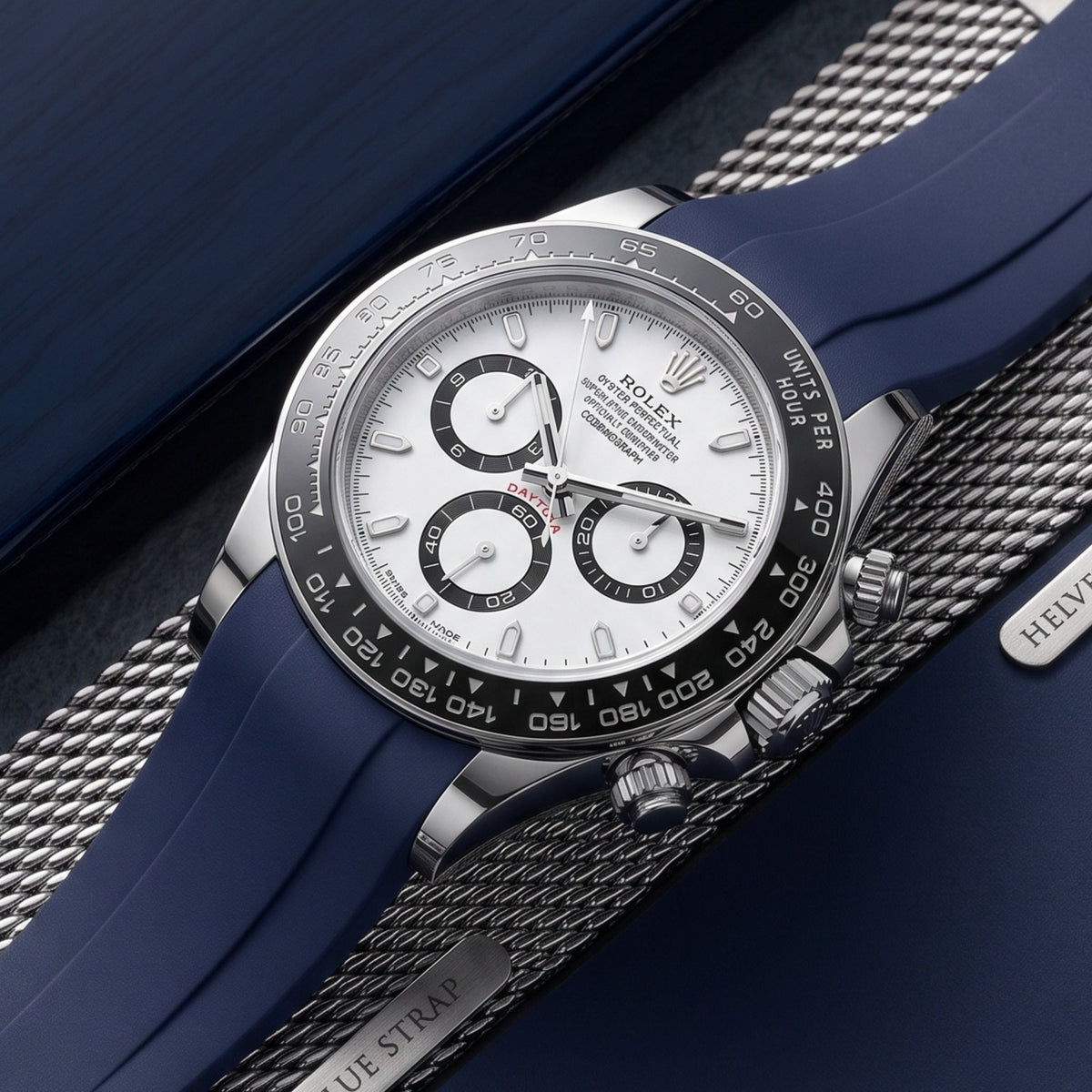 Rubber Strap - For Rolex Daytona - Navy Blue - Helvetus