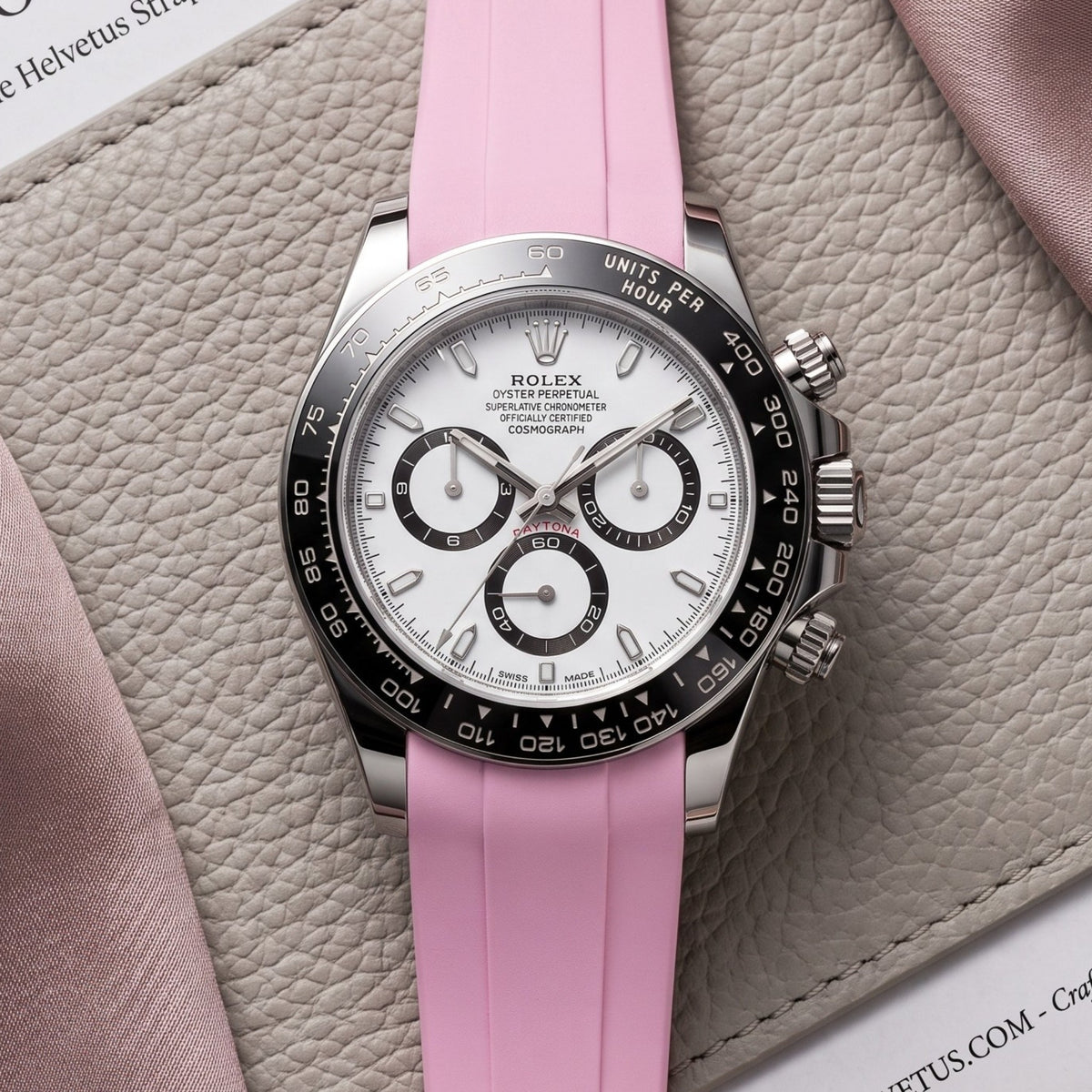 Rubber Strap - For Rolex Daytona - Pink - Helvetus