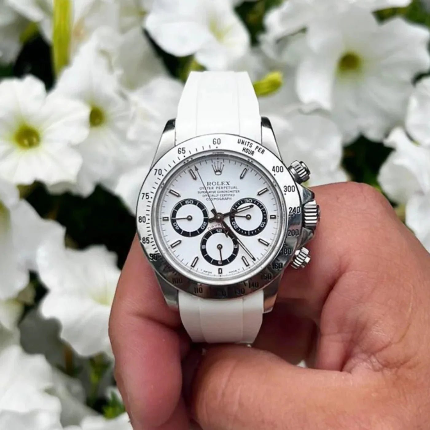 Rubber Strap - For Rolex Daytona - White - Helvetus