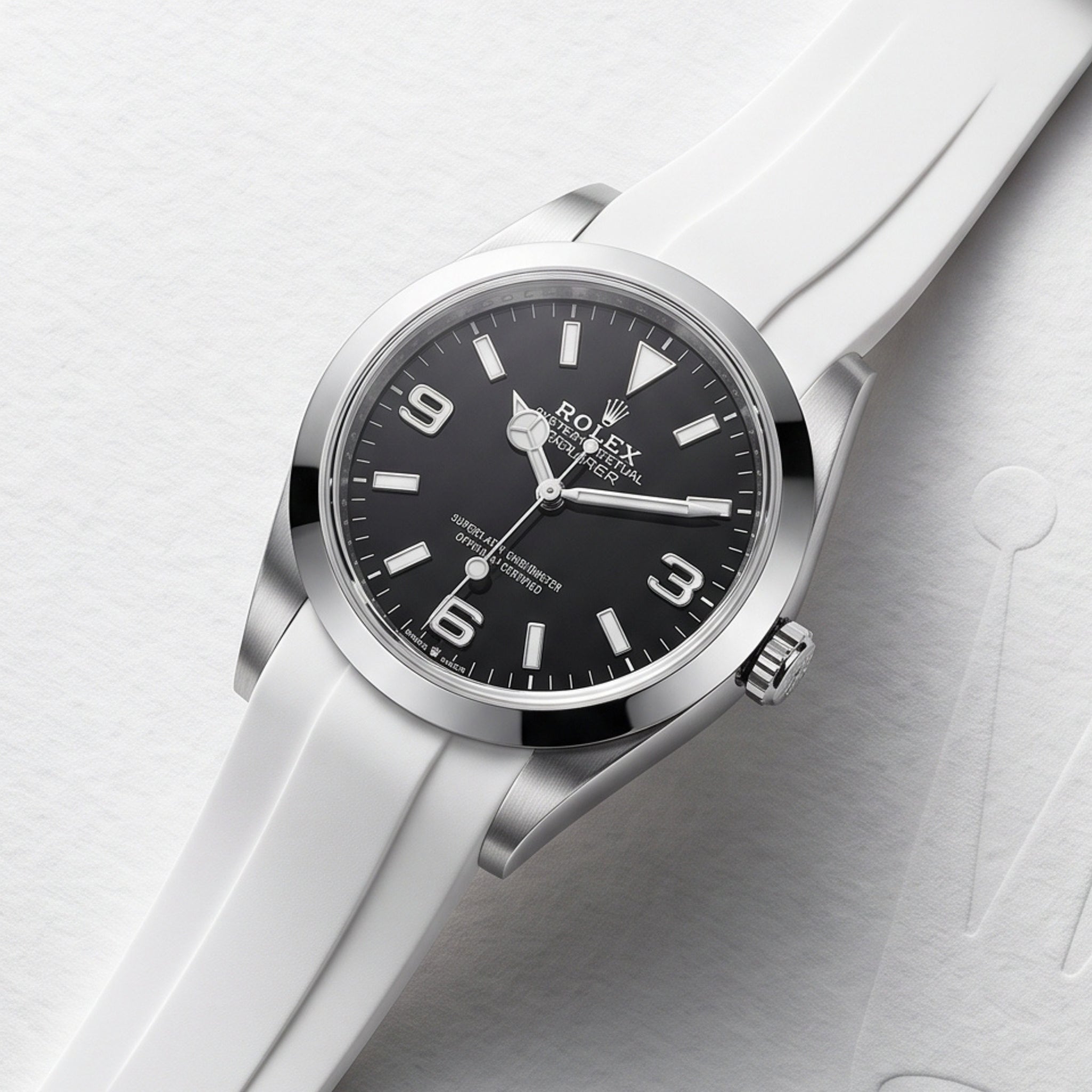 Rubber Strap - For Rolex Explorer I - White - Helvetus