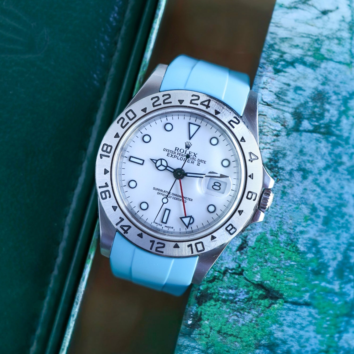 Rubber Strap - For Rolex Explorer II - Light Blue - Helvetus
