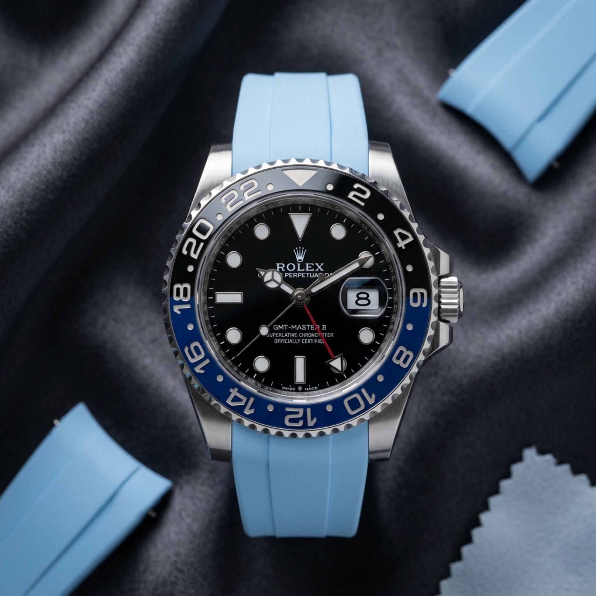 Rubber Strap - For Rolex GMT - Master II - Light Blue - Helvetus