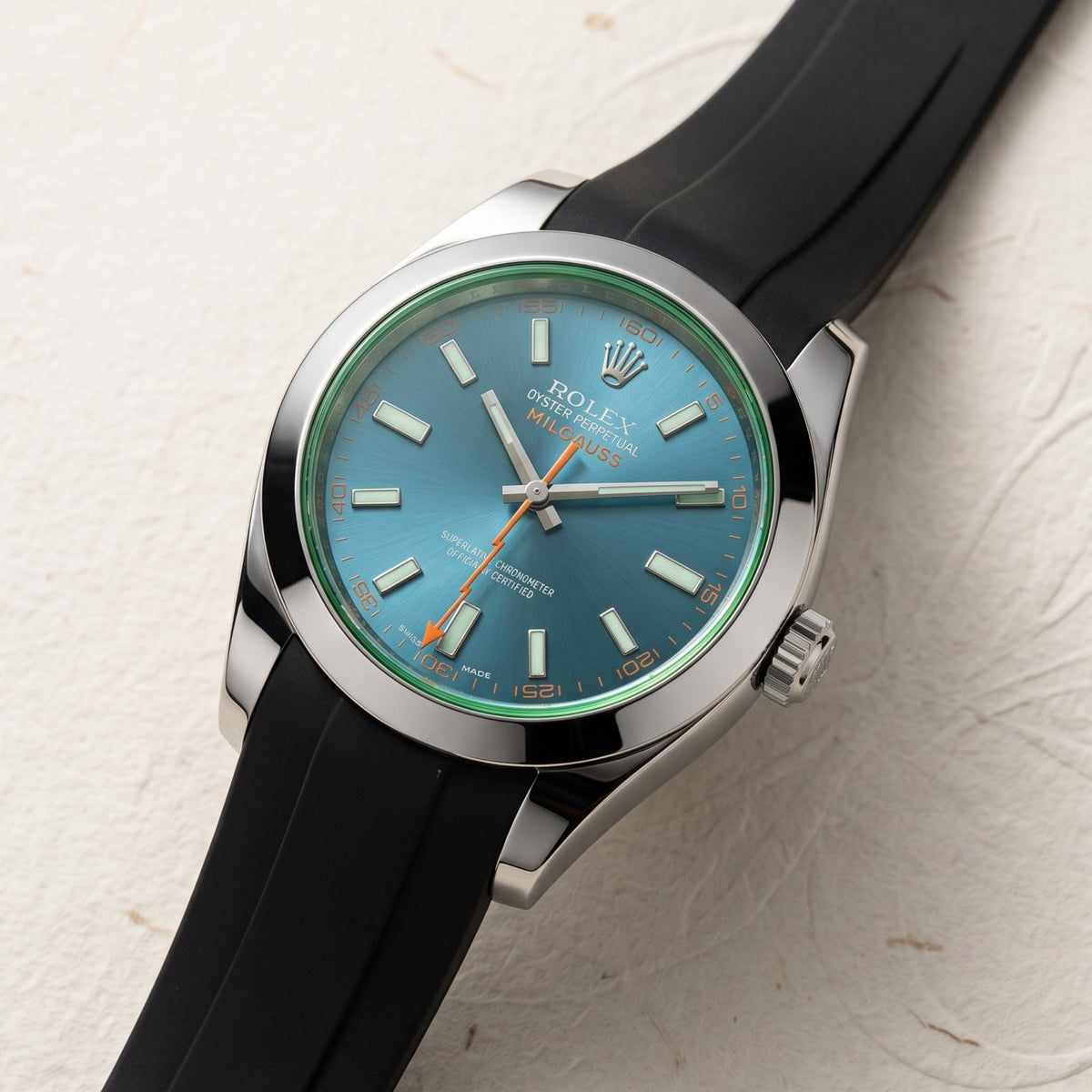 Rubber Strap - For Rolex Milgauss - Black - Helvetus