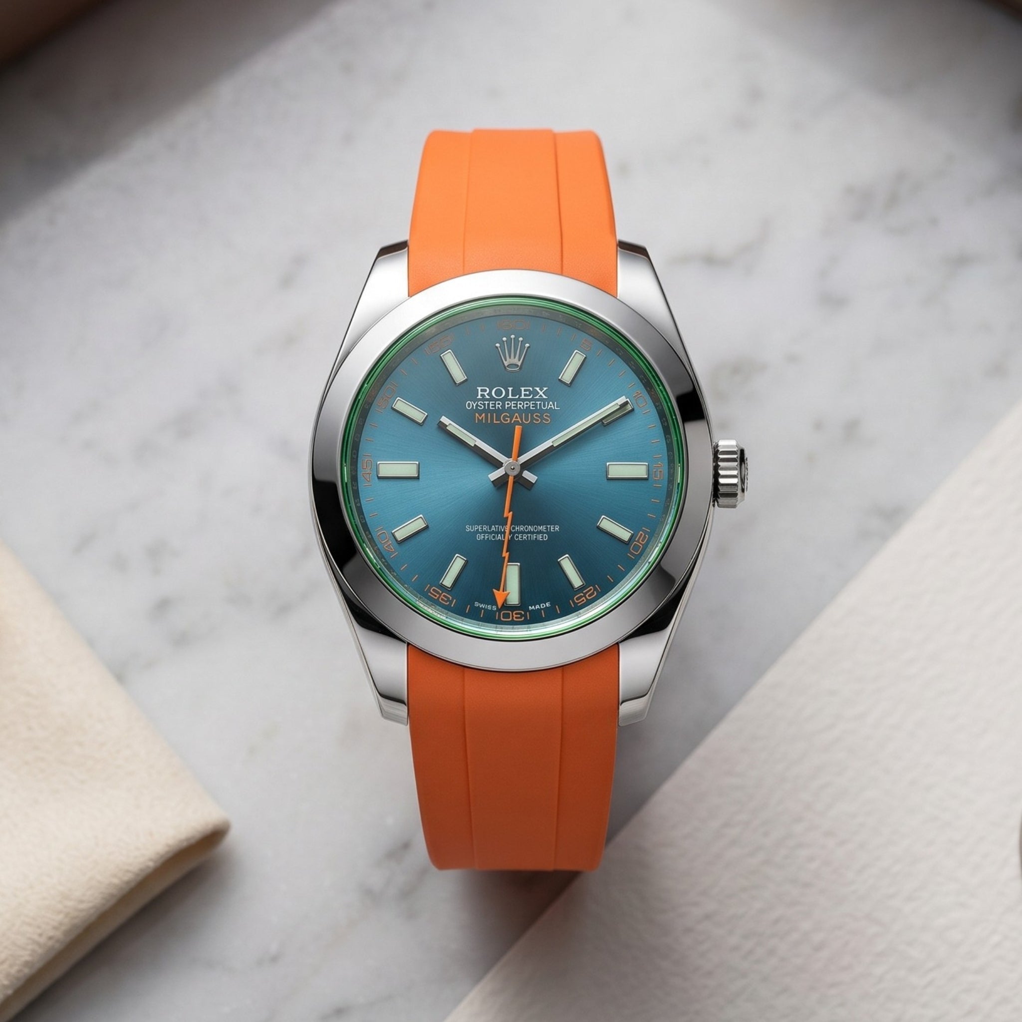 Rubber Strap - For Rolex Milgauss - Orange - Helvetus