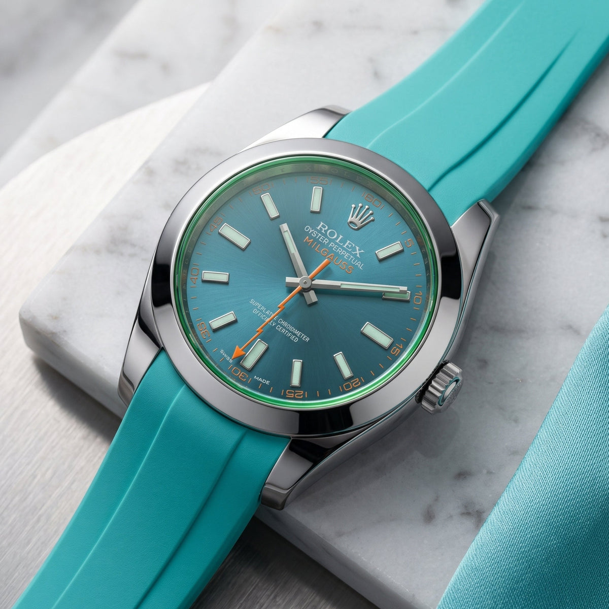Rubber Strap - For Rolex Milgauss - Turquoise - Helvetus