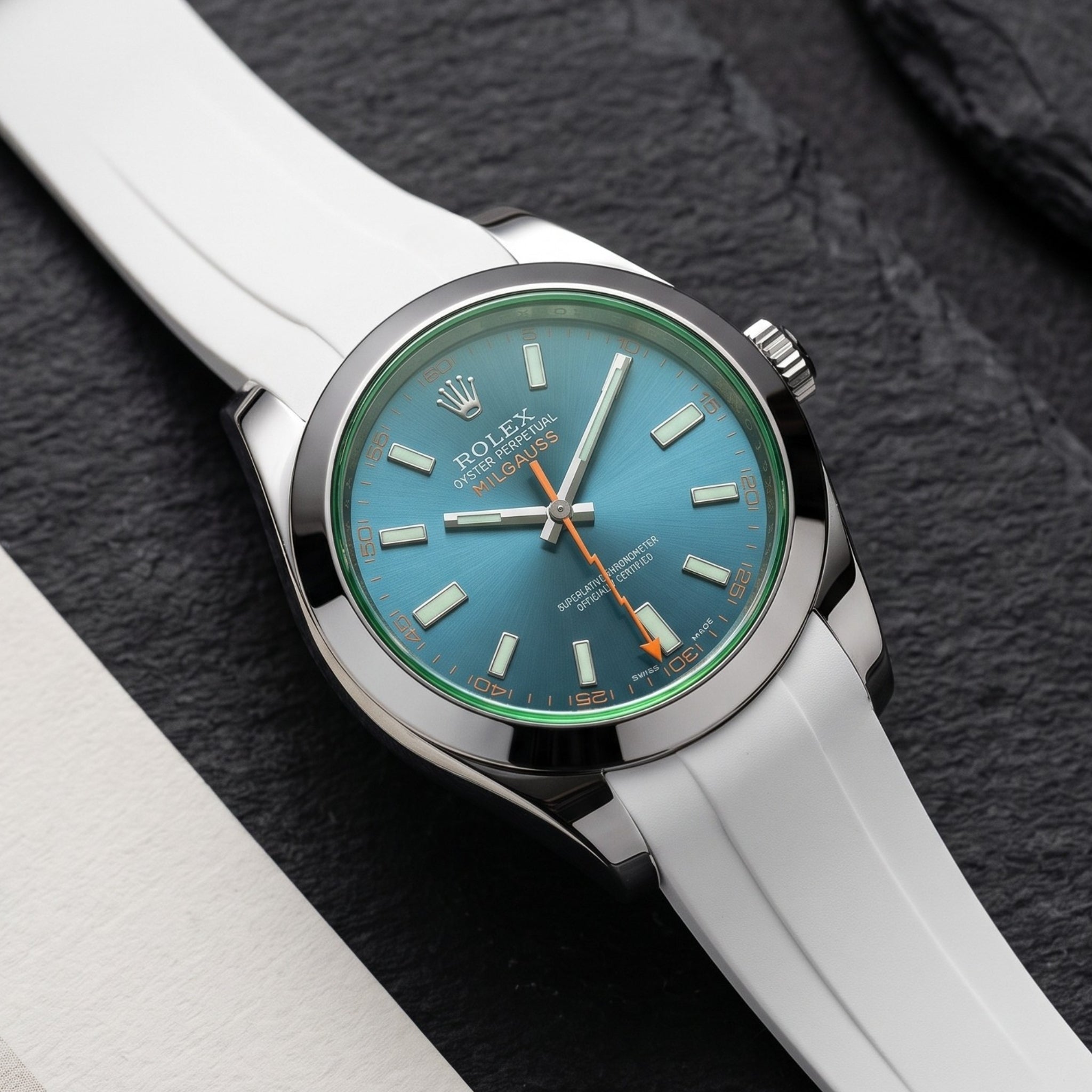 Rubber Strap - For Rolex Milgauss - White - Helvetus