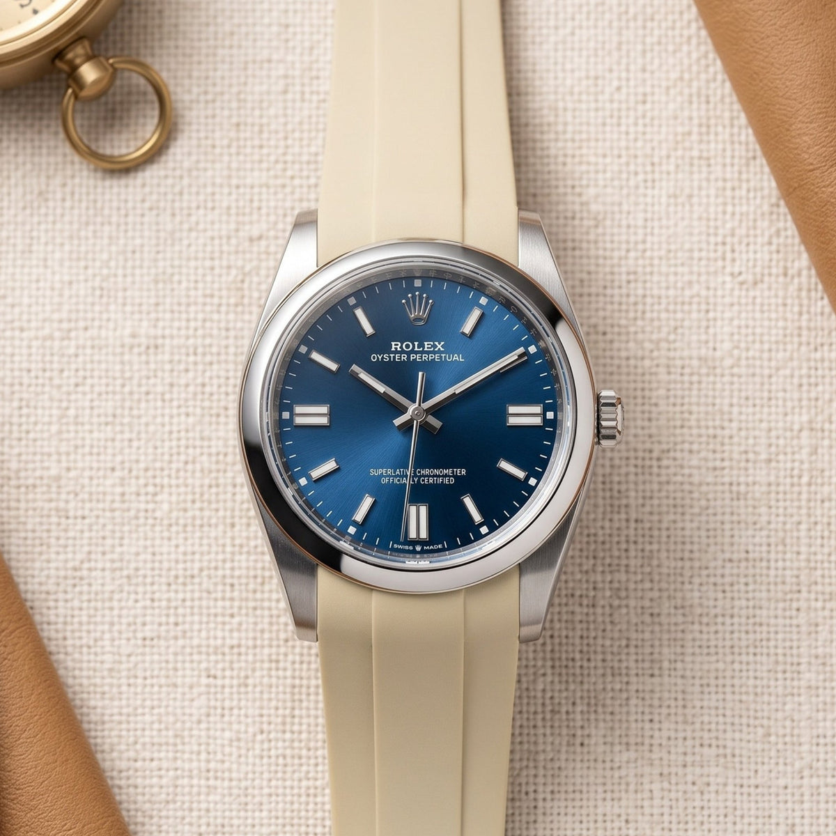 Rubber Strap - For Rolex Oyster Perpetual 36mm - Beige - Helvetus