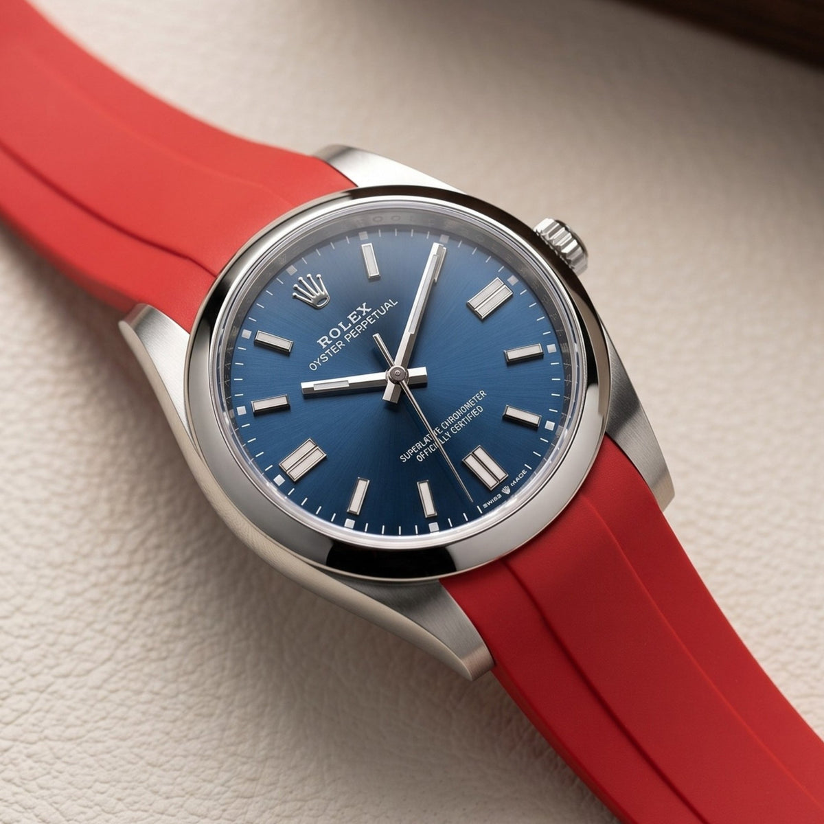Rubber Strap - For Rolex Oyster Perpetual 36mm - Red - Helvetus