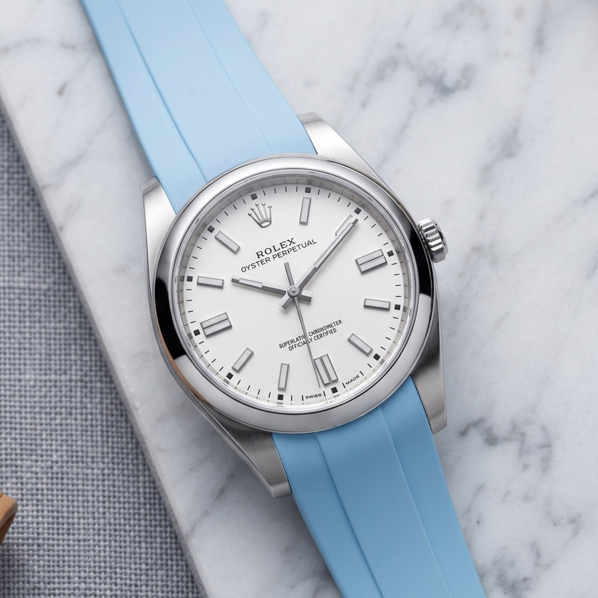 Rubber Strap - For Rolex Oyster Perpetual 39mm - Baby Blue - Helvetus