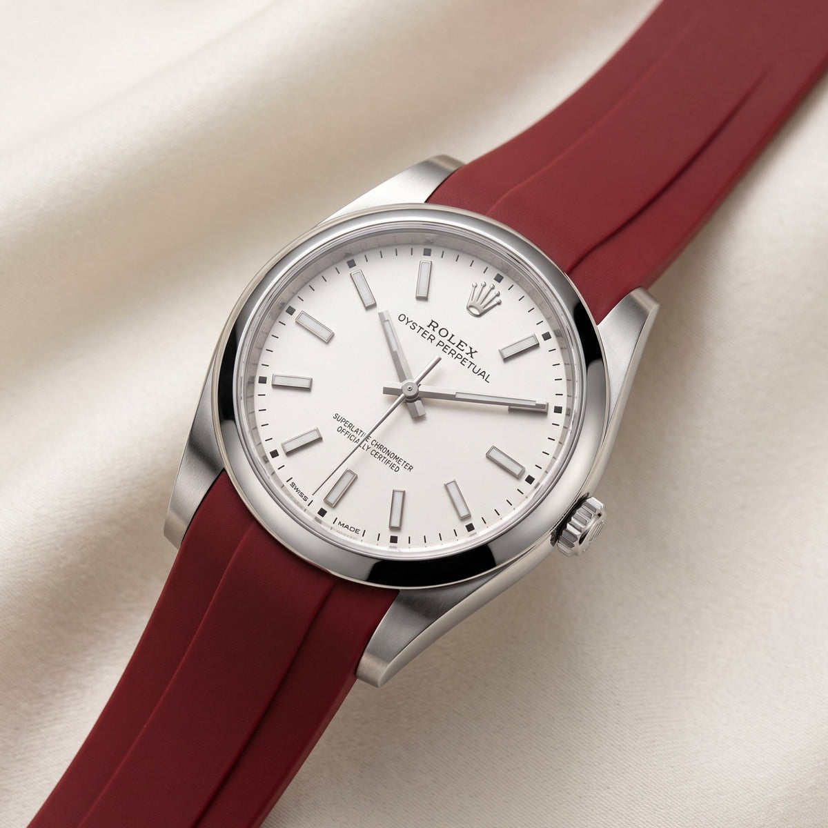 Rubber Strap - For Rolex Oyster Perpetual 39mm - Bordeaux - Helvetus
