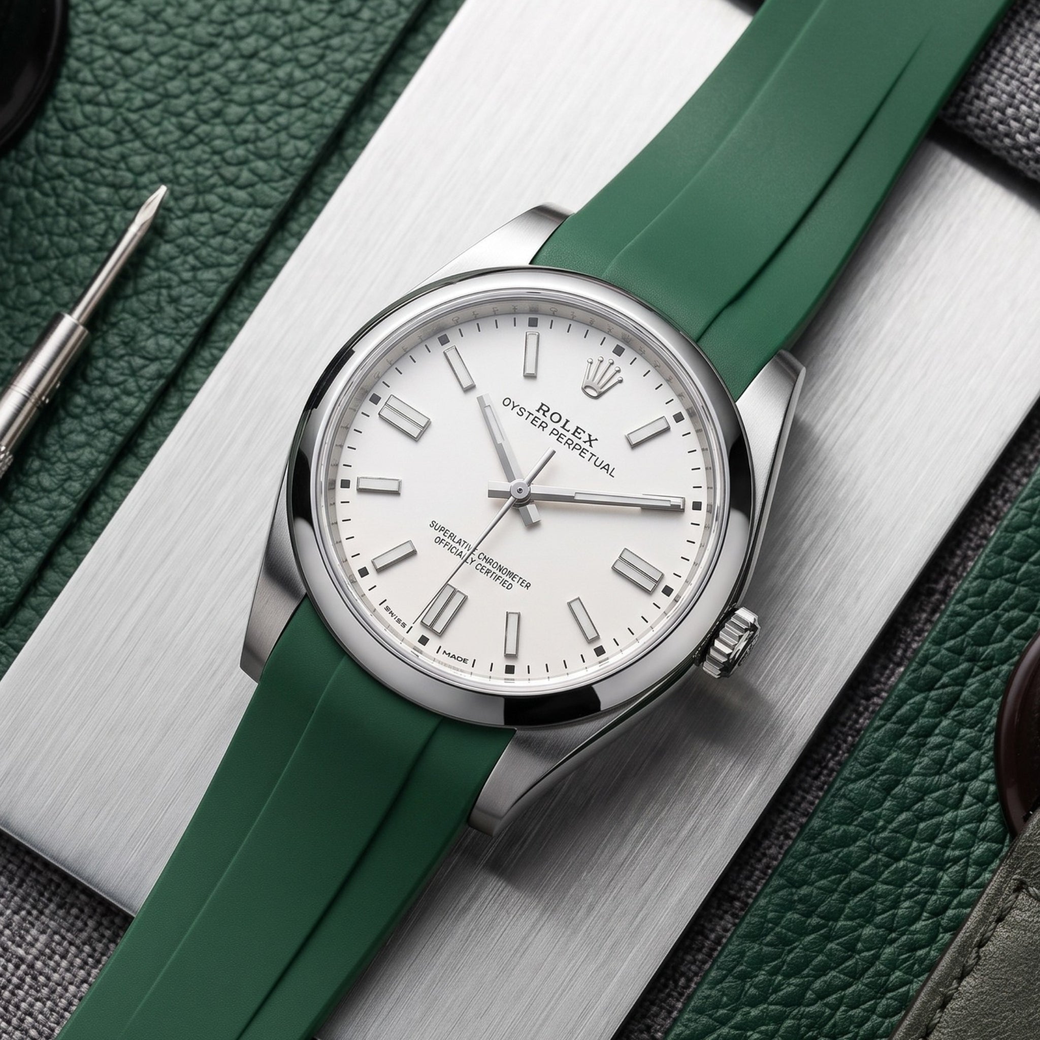 Rubber Strap - For Rolex Oyster Perpetual 39mm - Green - Helvetus