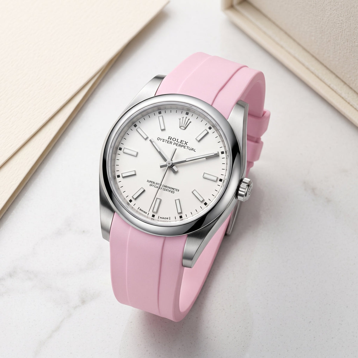 Rubber Strap - For Rolex Oyster Perpetual 39mm - Pink - Helvetus